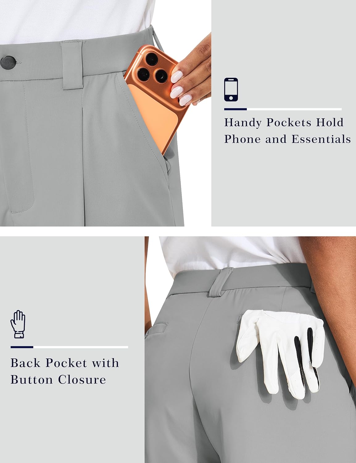 KPSUN Womens 5" Golf Dressy Shorts Stretchy Lightweight Bermuda Short with Pockets Button Closure for Casual Summer Work