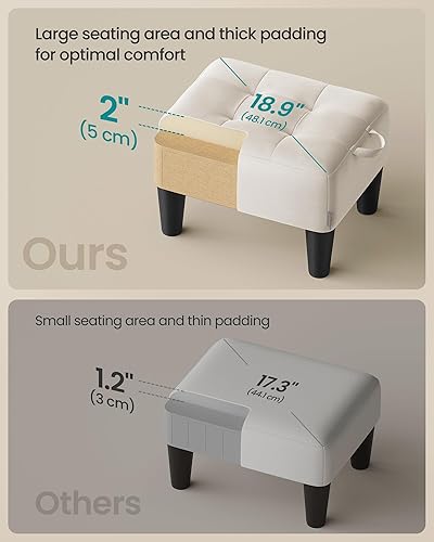 Miniatura 4 de SONGMICS Taburete para pies con patas, Otomán Taburete Pequeño, Asiento de Terciopelo con Cojín Grueso, para Sala de Estar, Dormitorio, Entrada,