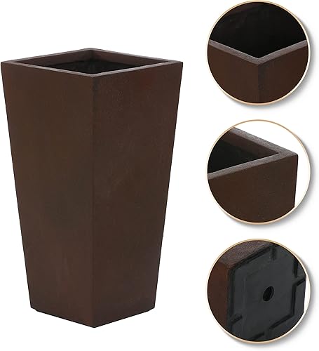 Miniatura 5 de Luxenhome - Macetas de piedra, macetas grandes para plantas de interior y exterior, maceta de 24 pulgadas de alto para porche delantero, macetas,