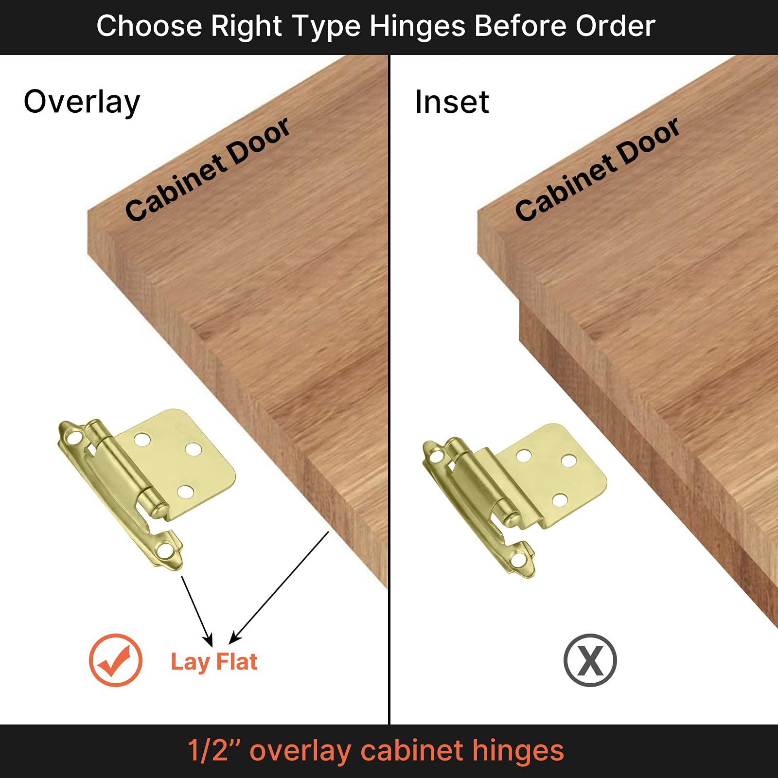 Buy homdiy 25 Pairs (50 Units) Brushed Brass Hinge Self Closing