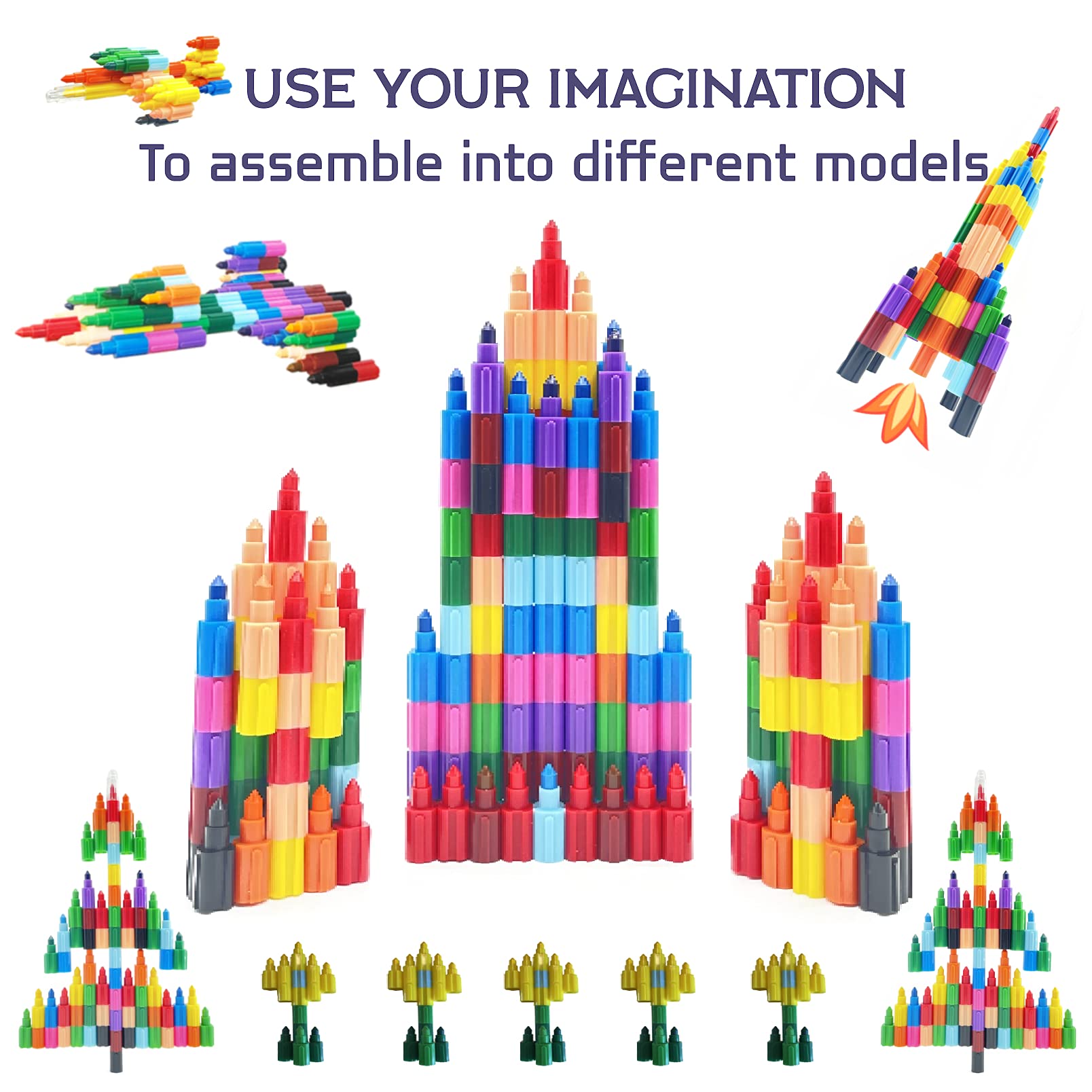ICEPAPA, 10 PCS Pastelli per Bambini impilabili, Pastelli a cera 12 colori assemblabili e deformabili, ideali come cancelleria creativa o gadget compleanno bambini