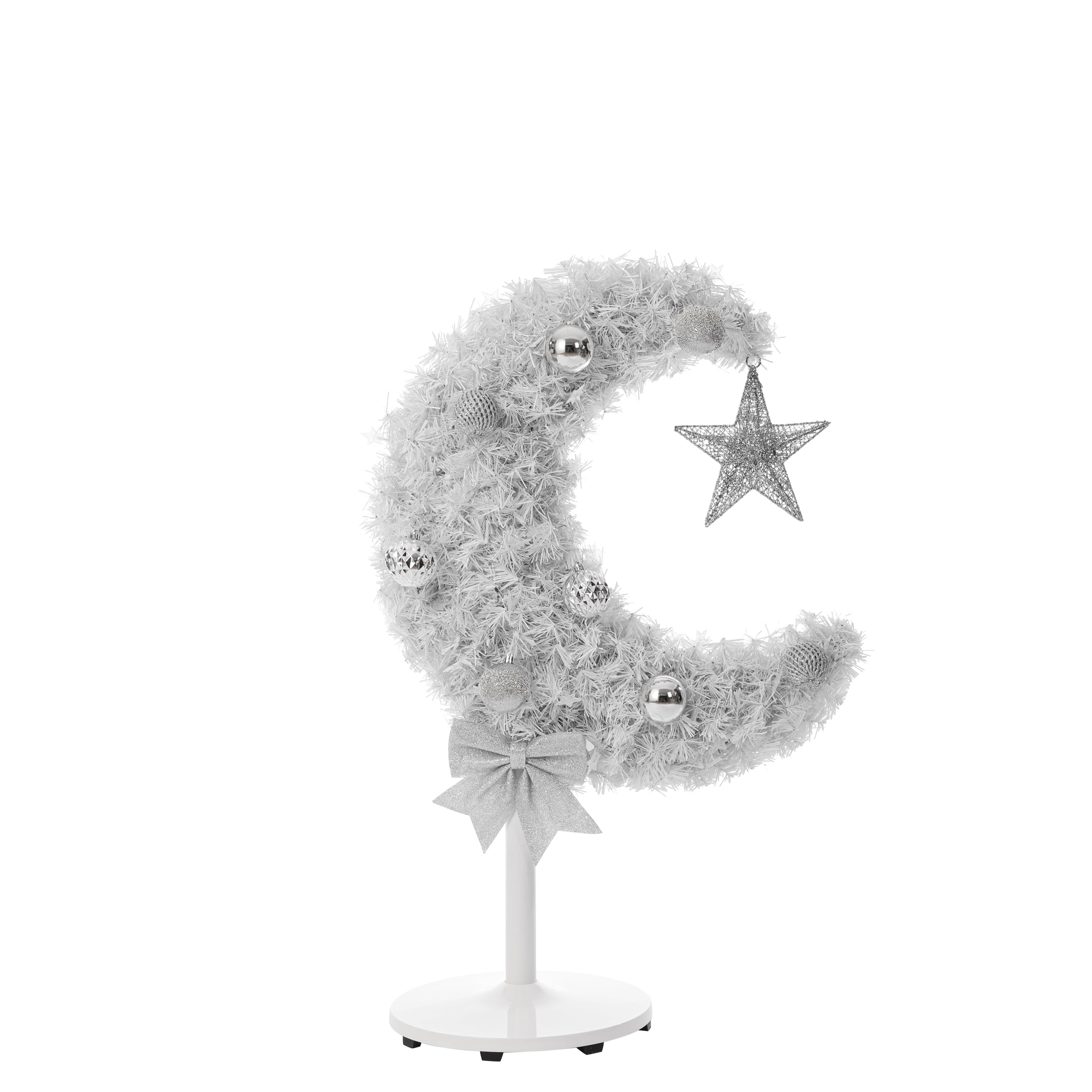 3ft 90 led lighted eid ramadan tree handmade mubarak muslim crescent moon star artificial trees garden party living room decor for home decorations (white)