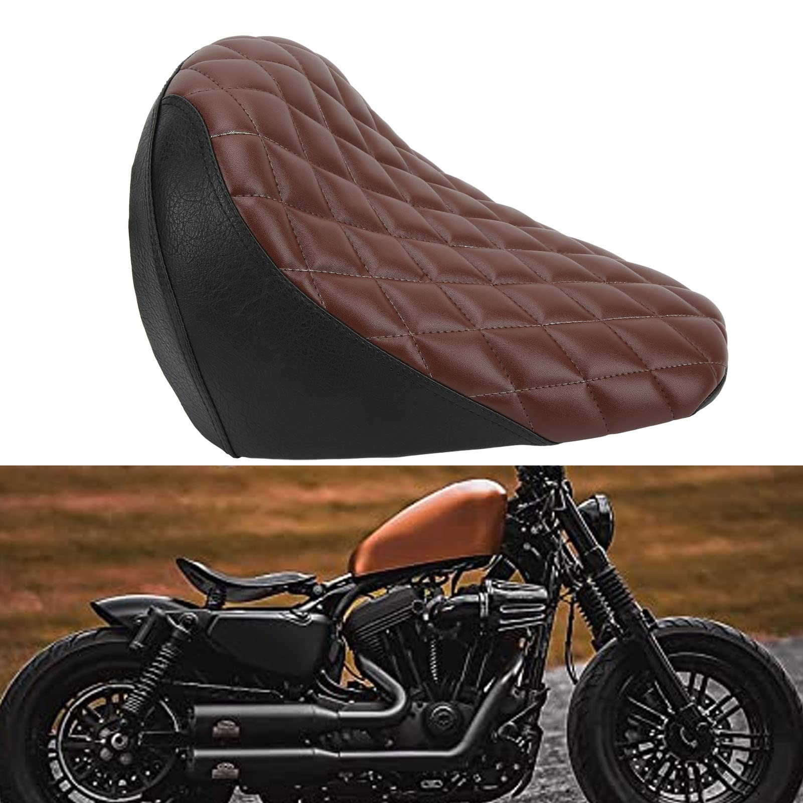 Przednie siedzenie motocyklowe, do Indian Scout Bobber, zapasowe siodełko z diamentowymi szwami, podparcie dolnej części pleców, sztuczna skóra premium, ulepszony komfort dla ulepszonego ridi