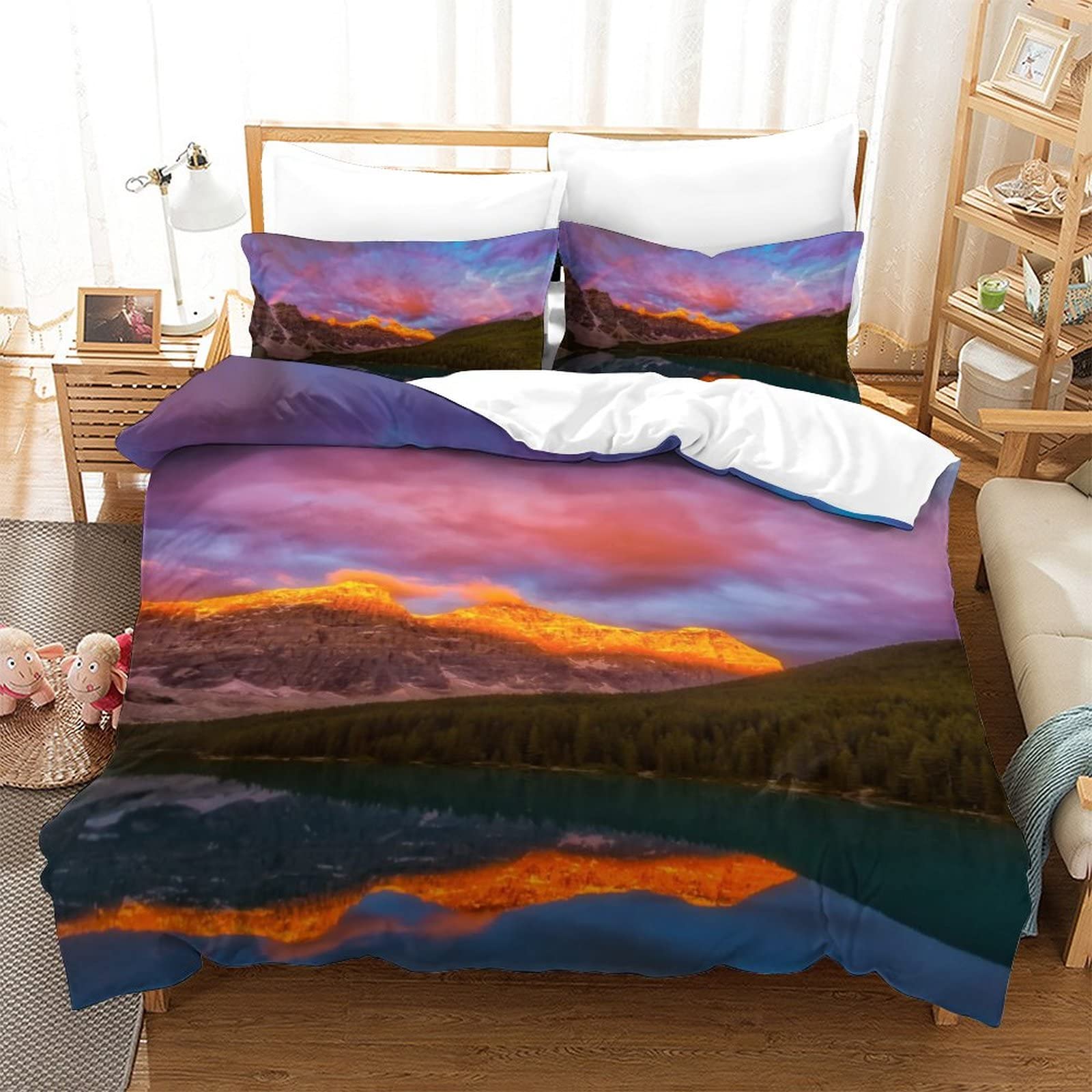 Housse de couette Banff National Park parure de lit imprimée en 3D microfibre douce ados adulte