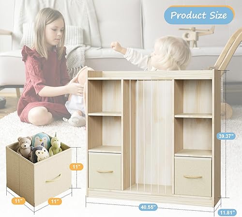 Miniatura 2 de Organizador de almacenamiento de juguetes con almacenamiento de animales de peluche, organizador de juguetes de madera y zoológico de animales de