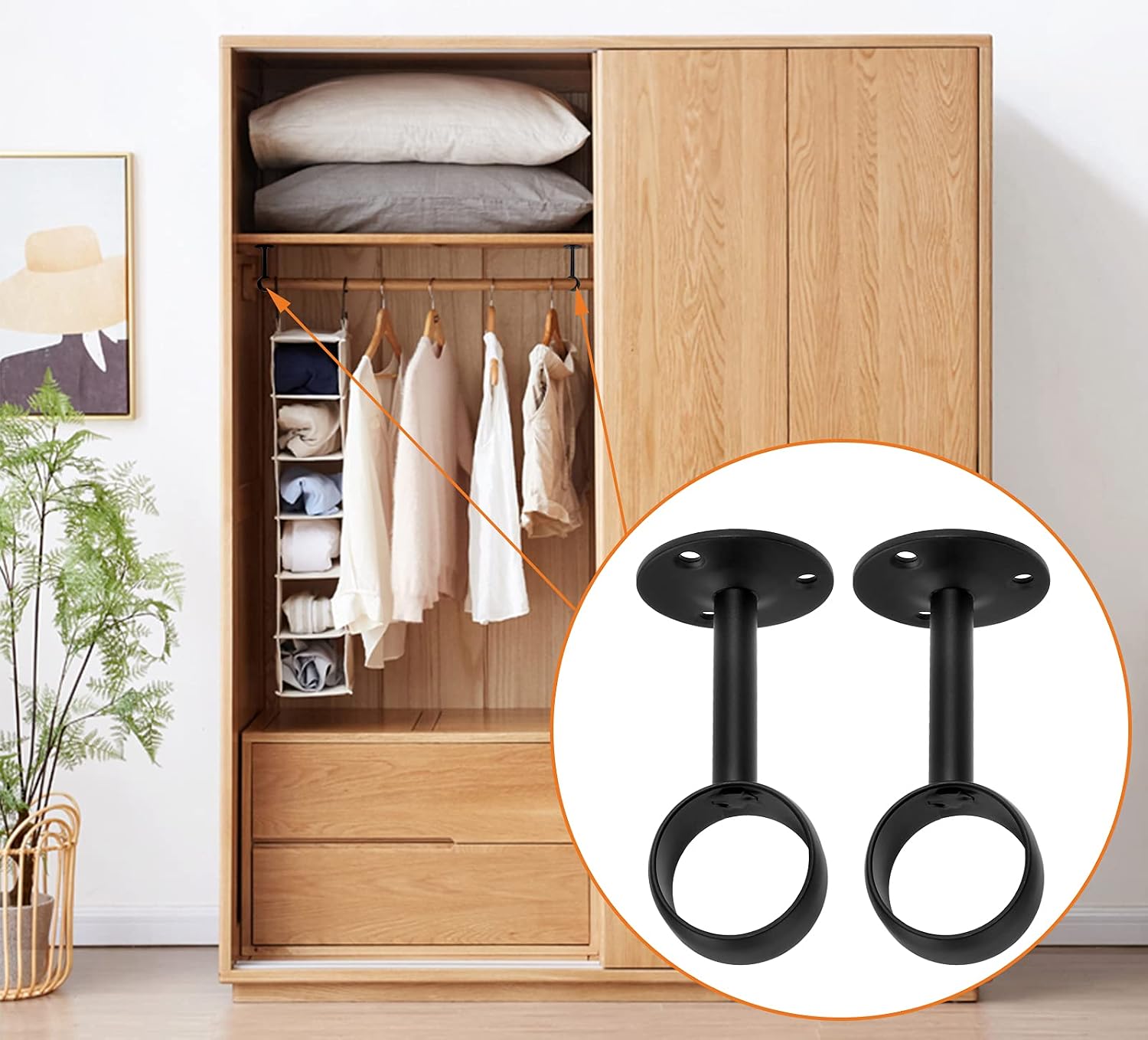 Jiozermi 2pcs Ceiling Mount Curtain Rod Bracket,1-1/4 Inch,Matte Black