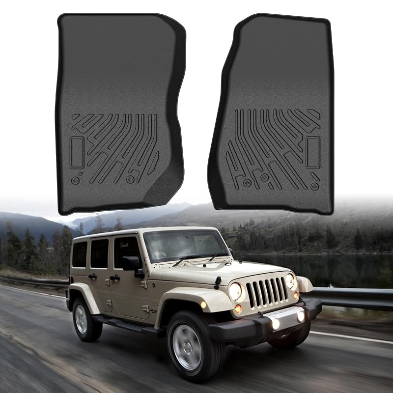 Tapete automotivo dianteiro em TPE preto para Jeep Wrangler JK 2 portas e JKU 4 portas 2007–2018 CARTIST