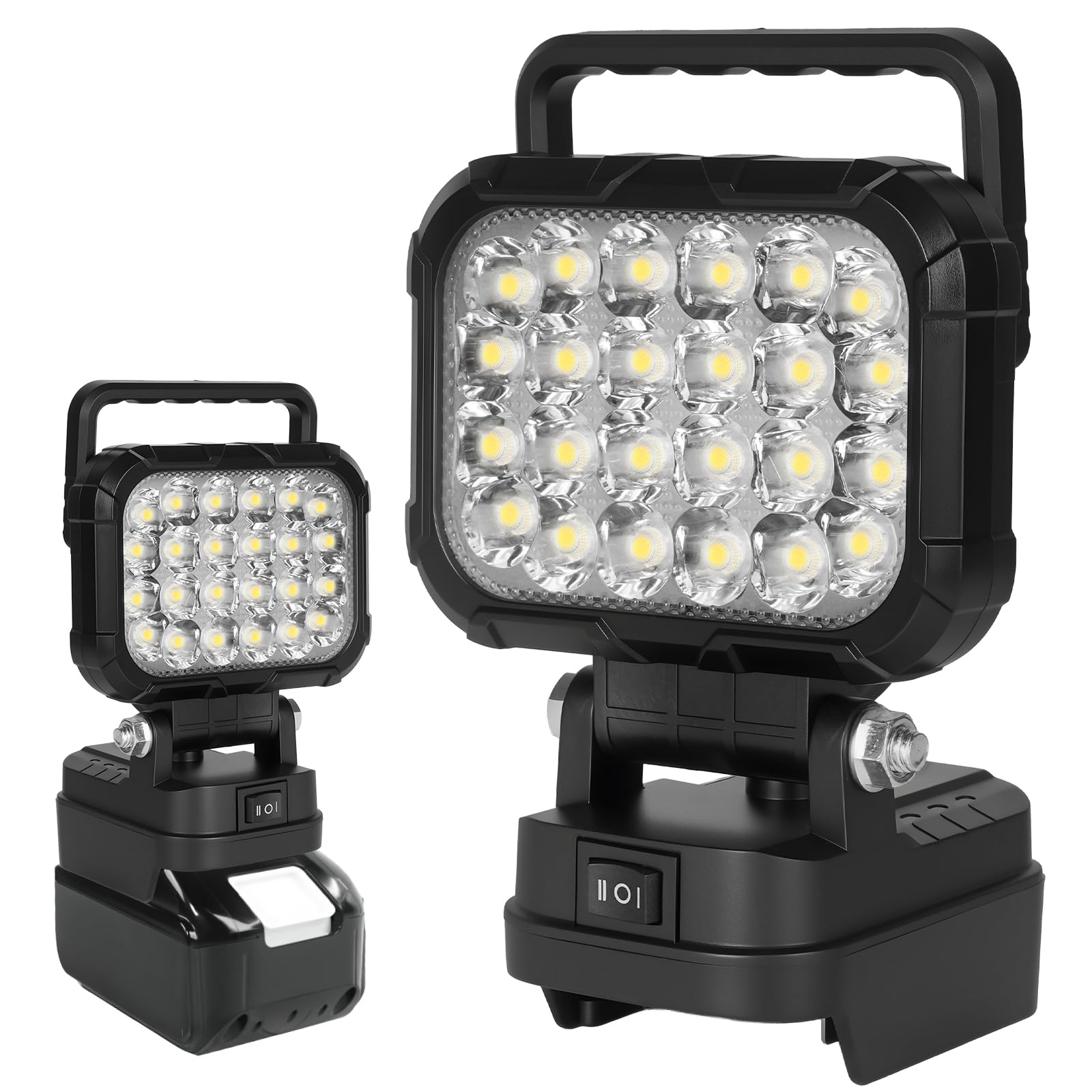 AUAUY 72W Cordless LED Work Light for Makita 18V Battery, Two Levels Adjustable Flood Light with Two USB Charging Port, Lighting for Garage, Camping, Car Repairing, Emergency (No Battery)