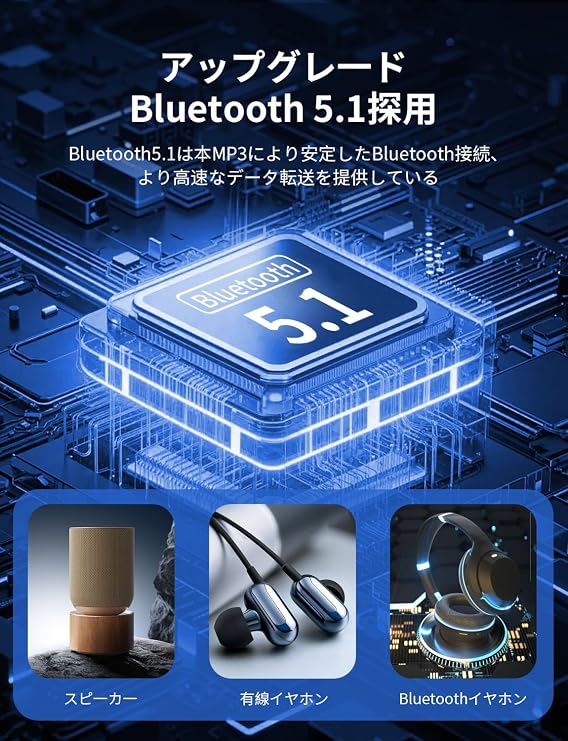 New Model, Ultra Lightweight 0.9 oz 26 g Music Player, MP3 Player, High Cost Performance, SD Card Included, 128 GB Expandable Built-in Speaker & Wired/Wireless HIFI Sound Quality, Large Screen