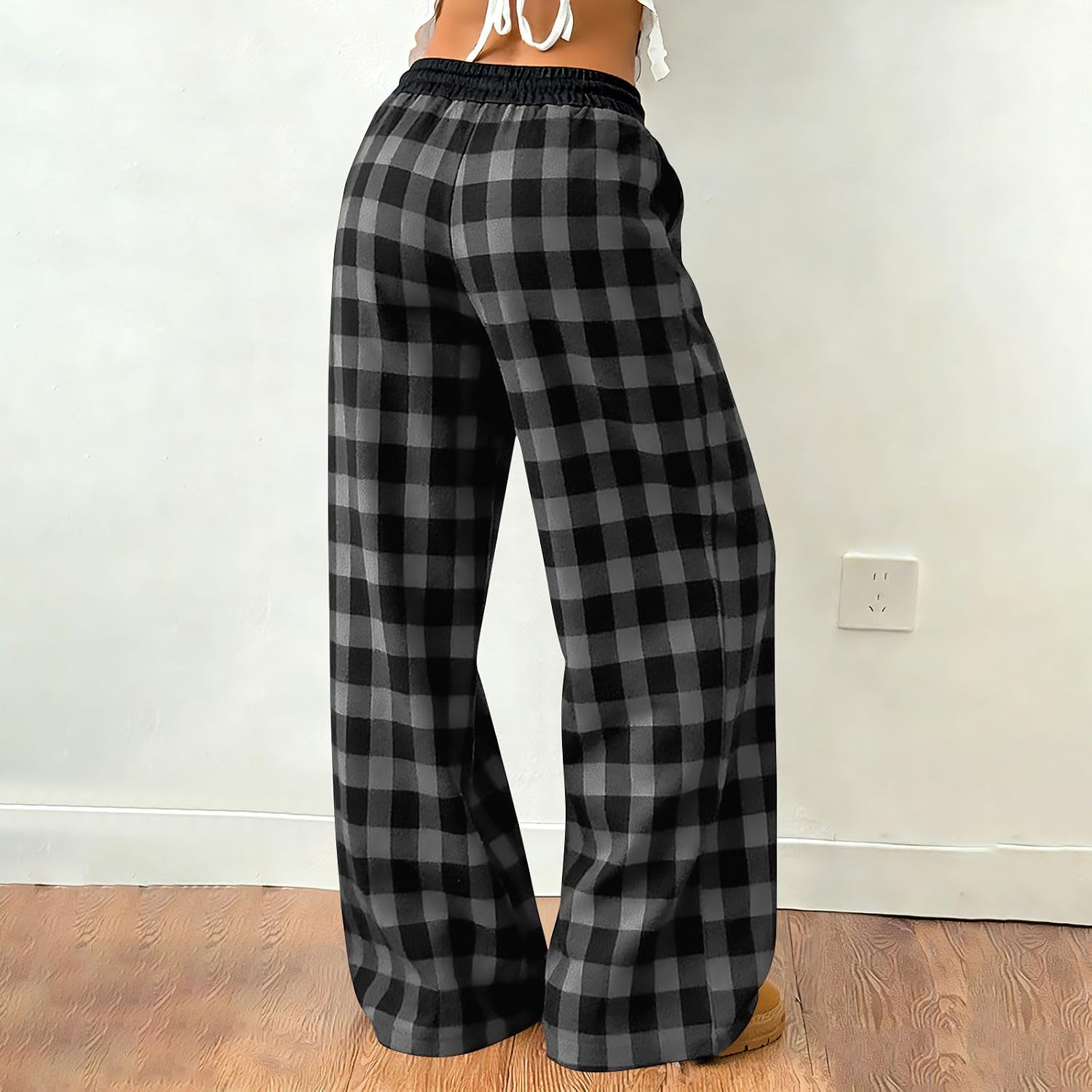 Plaid Pajama Pants for Women Soft Comfy Pajama Bottoms Casual Stretch Wide Leg Bottom Loungewear PJ Pants with Pockets