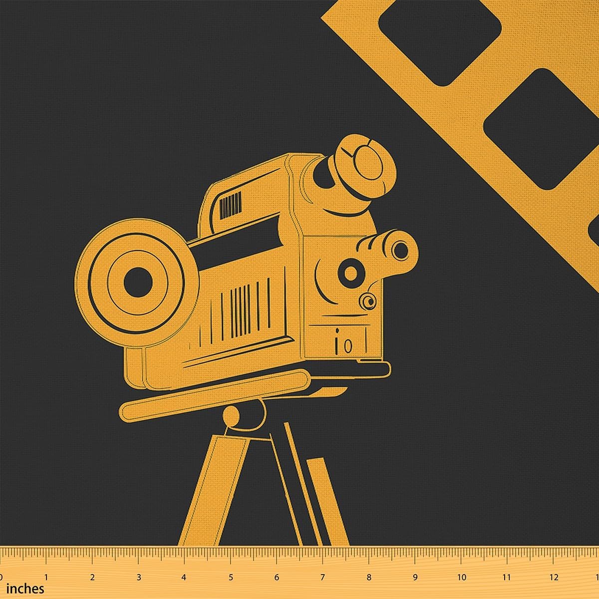 Erosebridal Movie Camera Upholstery Fabric 5 Yards Hand Drawn Cinema Fabric by The Yard Old Fashion Indoor Outdoor Fabric for Quilting Sewing and DIY Projects,Black Yellow