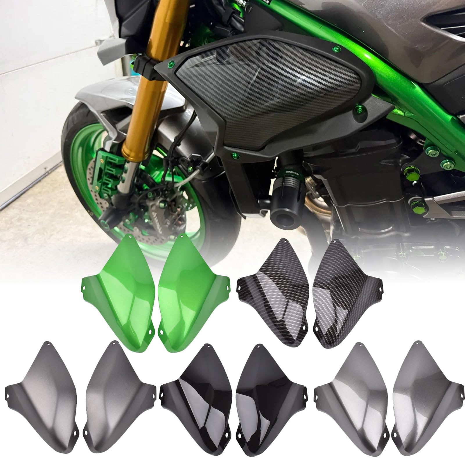 Carénage latéral Avant avec Cache d'entrée d'air Gauche et Droit, Compatible avec Z900, Z-900 et Z900SE Accessoires 2025-2026 (Noir Brillant)