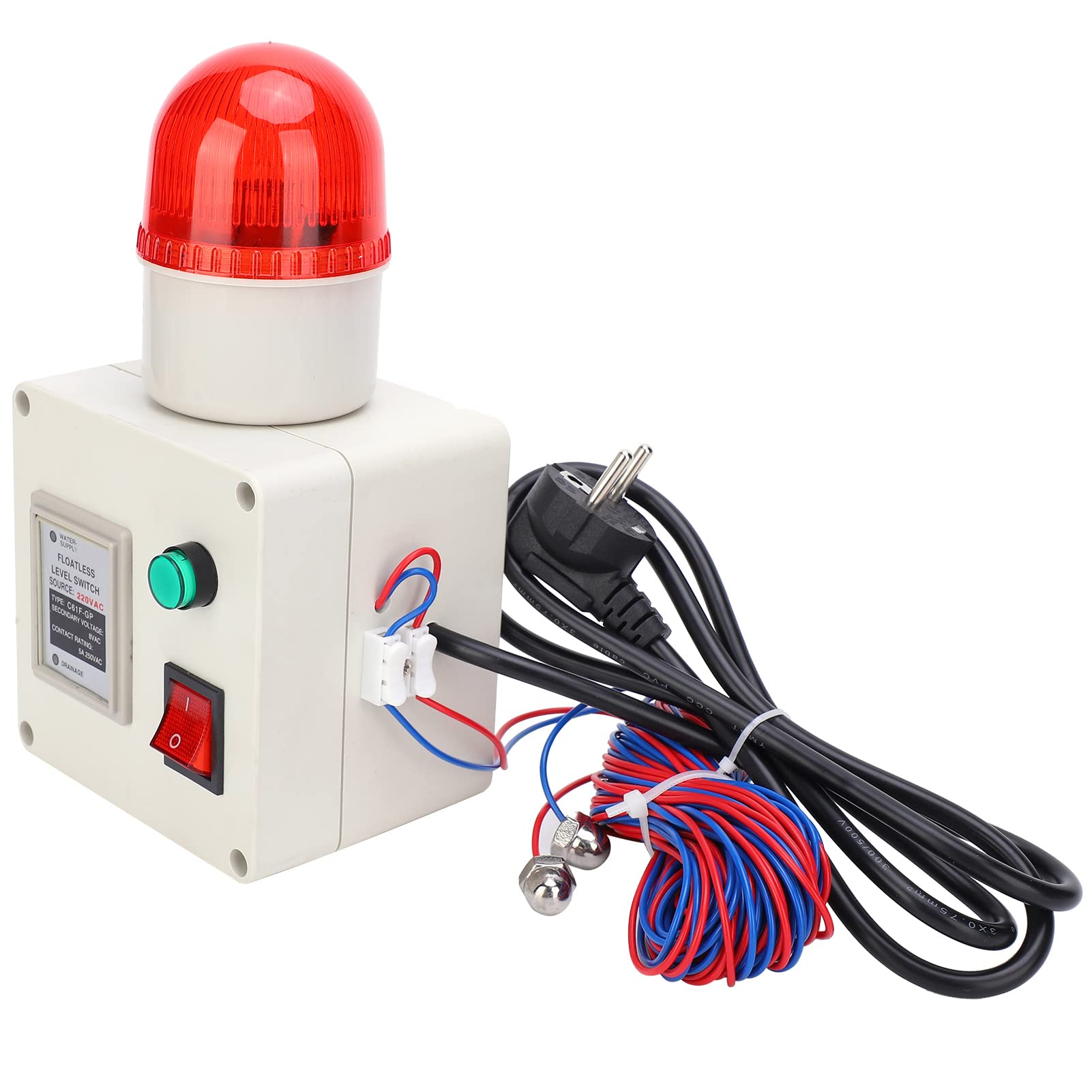 Capteur D'alarme de Niveau d'eau en Acier Inoxydable 90dB avec Bouton Silencieux pour Détection de Réservoir à Poissons, Citerne, Piscine jusqu'à 15m