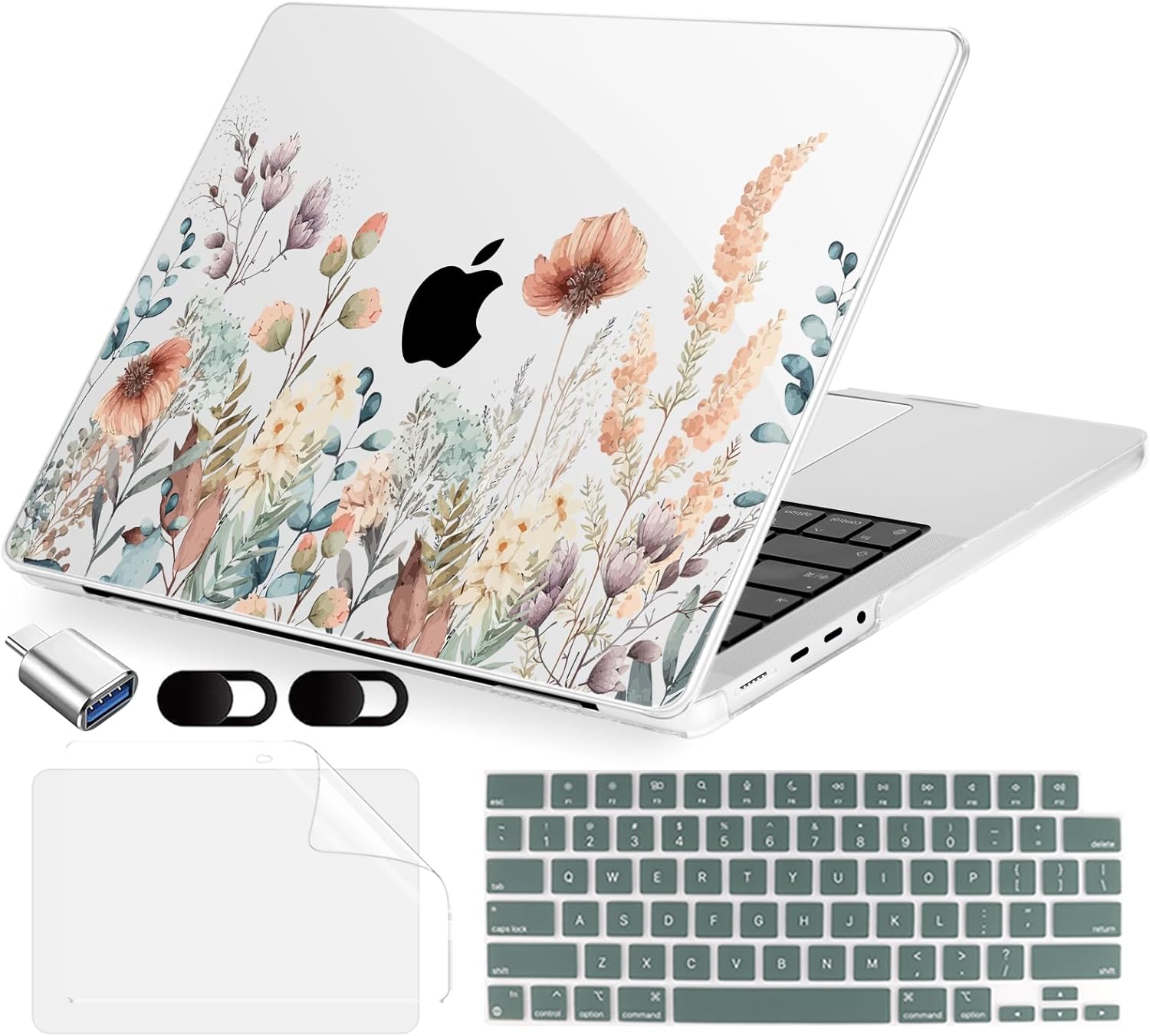 MecBevia for MacBook Pro 14 inch Case M5 M4 M3 M2 A3434 A3112 A3401 A3185 A2918 A2992 A2779 M1 A2442 Pro Max Chip (Released 2025 to 2021), Hard Shell Cover for MacBook Pro 14", Abstract Flower