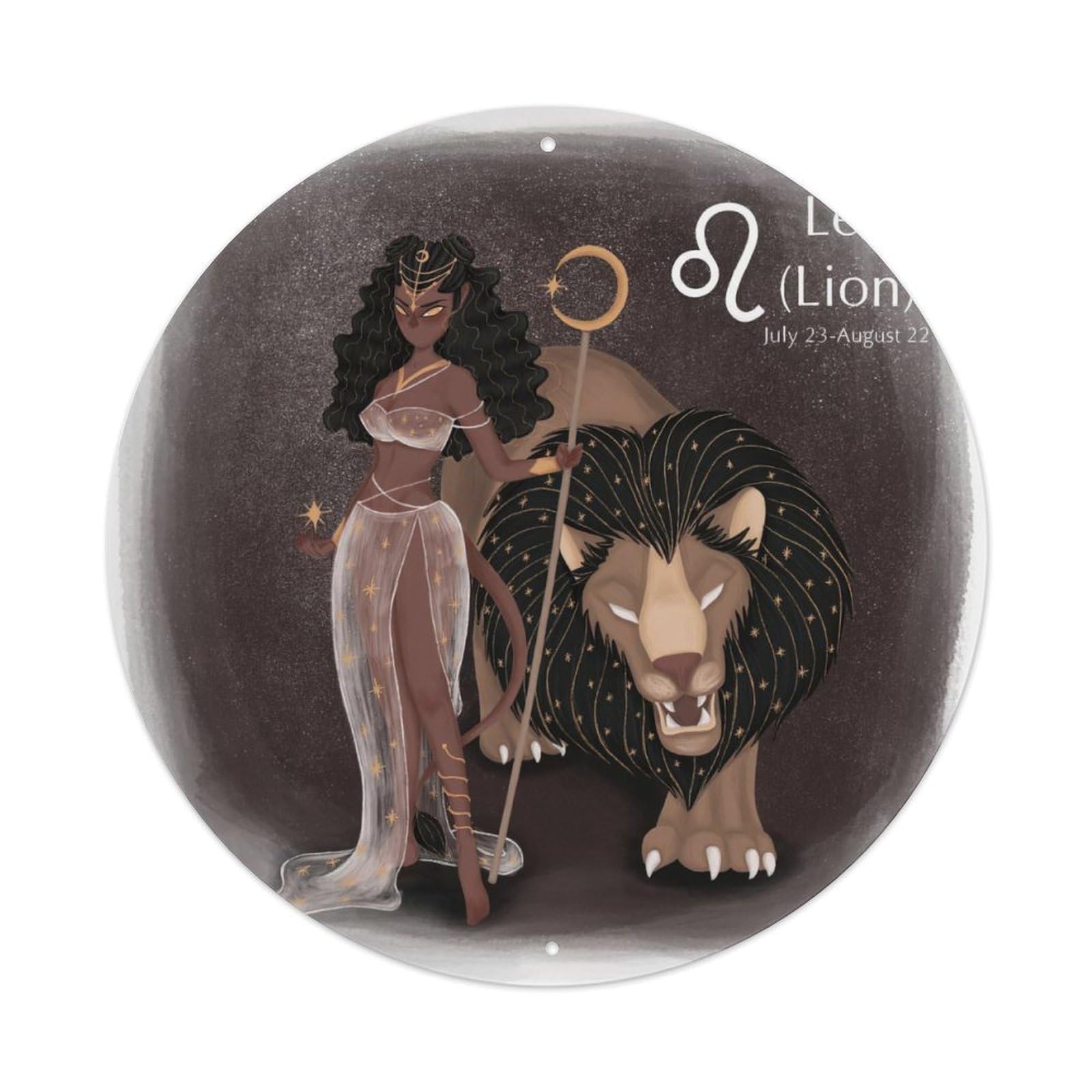 Twelve Constellations Poster Leo Vintage Metal Tin Sign Plaque Wall Decor for Cafe, Club, Garden Round Metal Poster 8x8Inch
