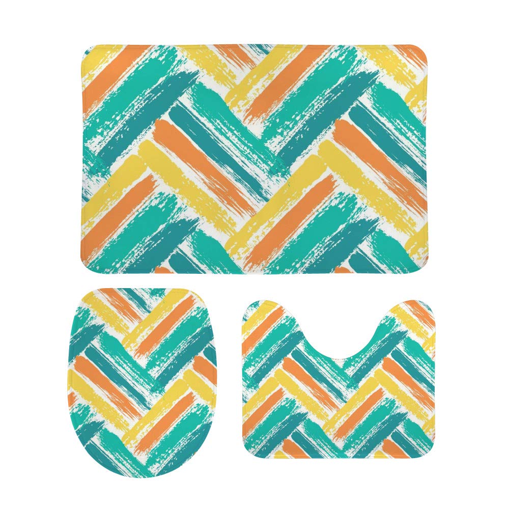 Tapis de bain anti glissade lot de 3 absorbant eau pour sol sécurisé chevron