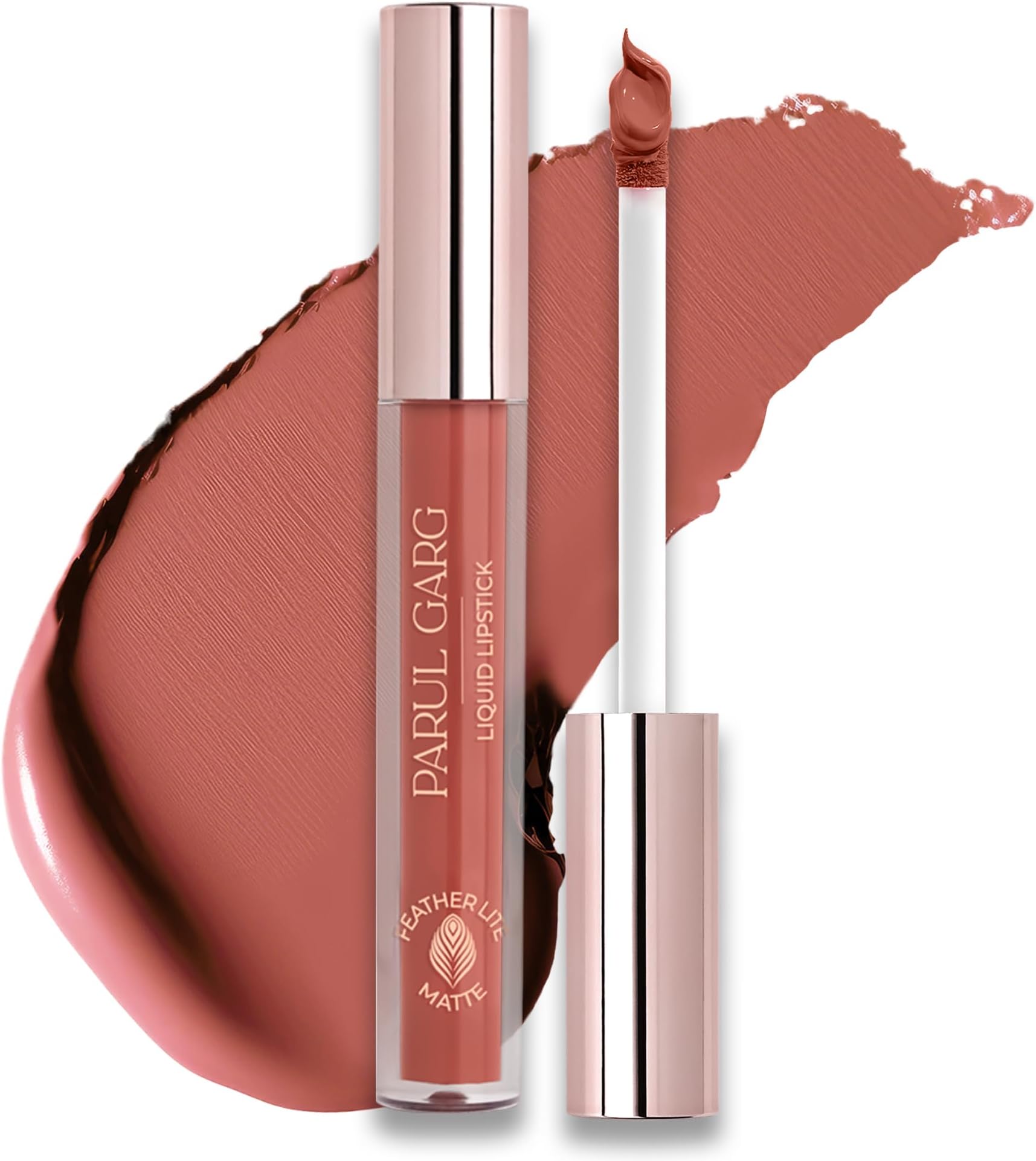 Parul Garg Beauty Featherlite Matte Liquid Lipstick | High-Pigment, Long-Wear & Non-Drying | Lightweight & Transfer-Proof | 100% Vegan & Clean Beauty | Obsessed - Blush Brown | 2.5ml