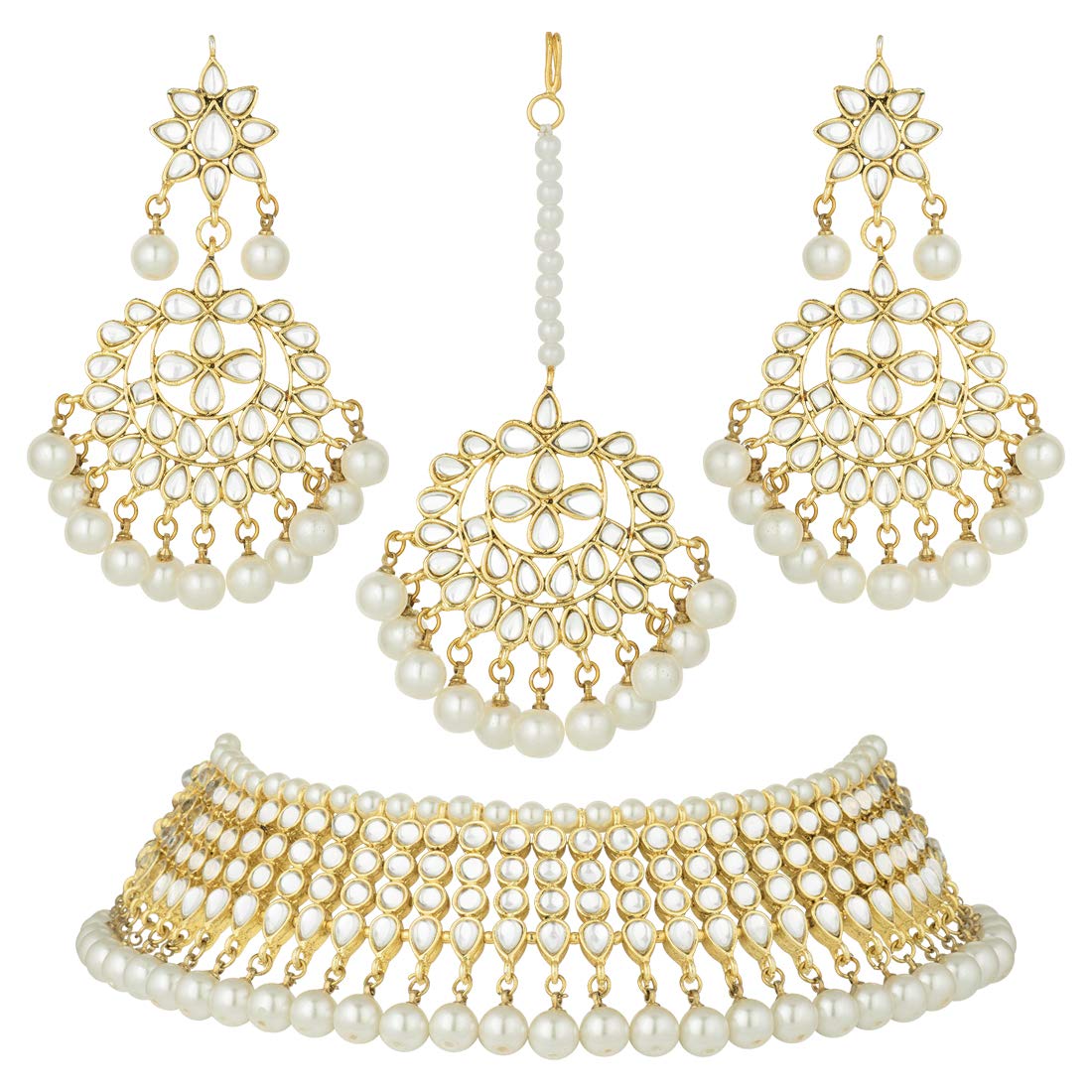 Peora 18K Gold Plated Indian Ethnic Kundan Pearl Fancy Bridal Traditional Necklace Jewellery Set with Earrings for Women (B079VGZ5RN) Amazon Price History, Amazon Price Tracker