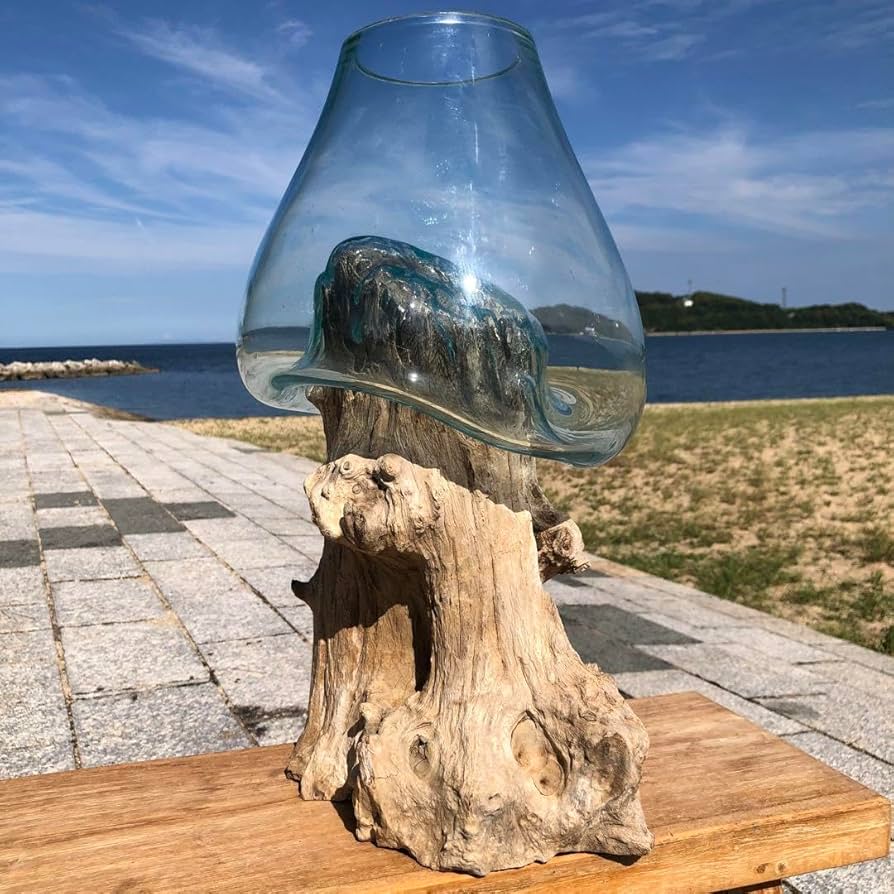 Amazon.co.jp: 流木ガラス オブジェ特大W 花瓶 魚鉢