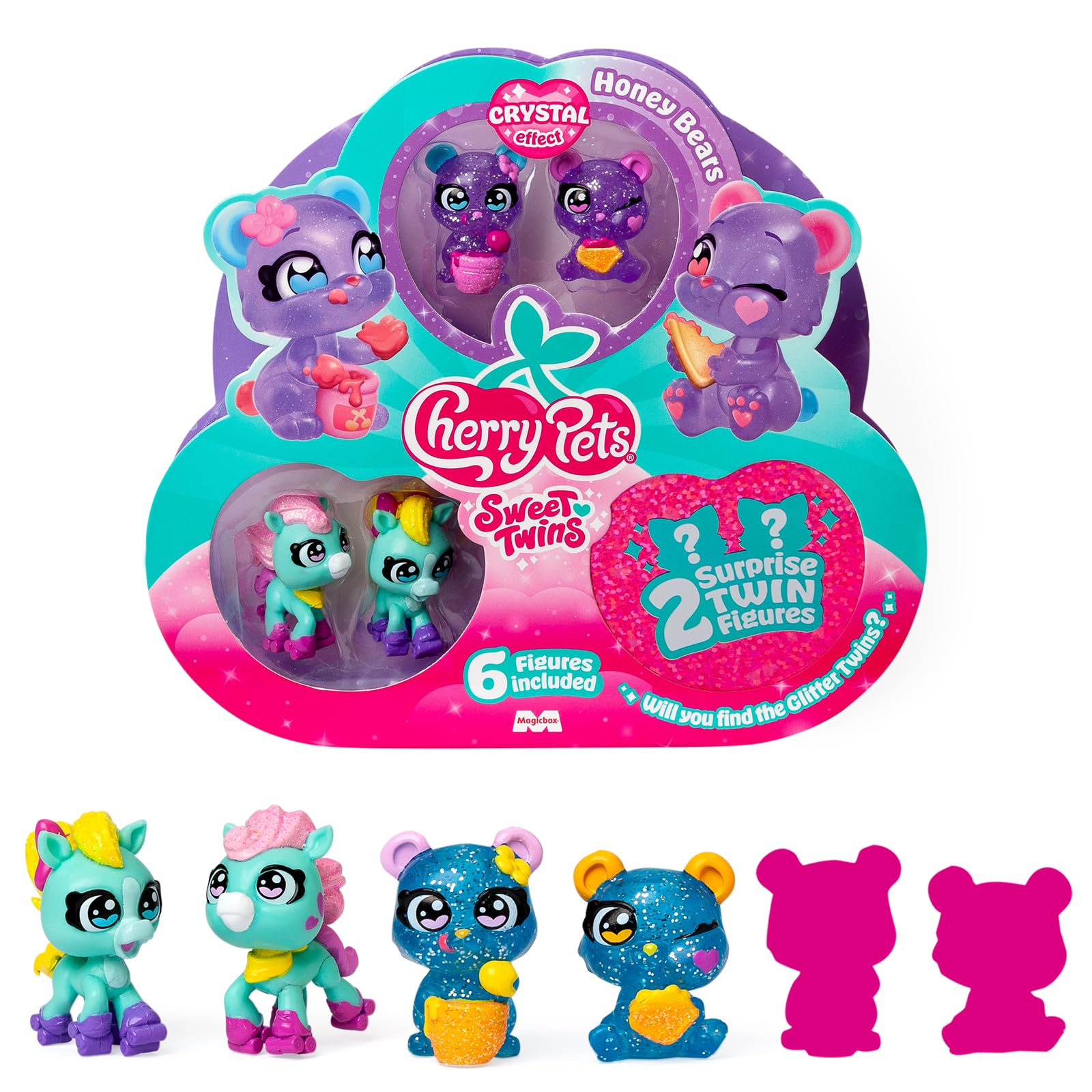 Cherry Pets Sweet Twins Series – Multipack Stylish Poodles. Incluye 6 Figuras coleccionables (2 con Efecto Cristal y Glitter + 2 Sorpresa). Pack 4 de 4 — view 13