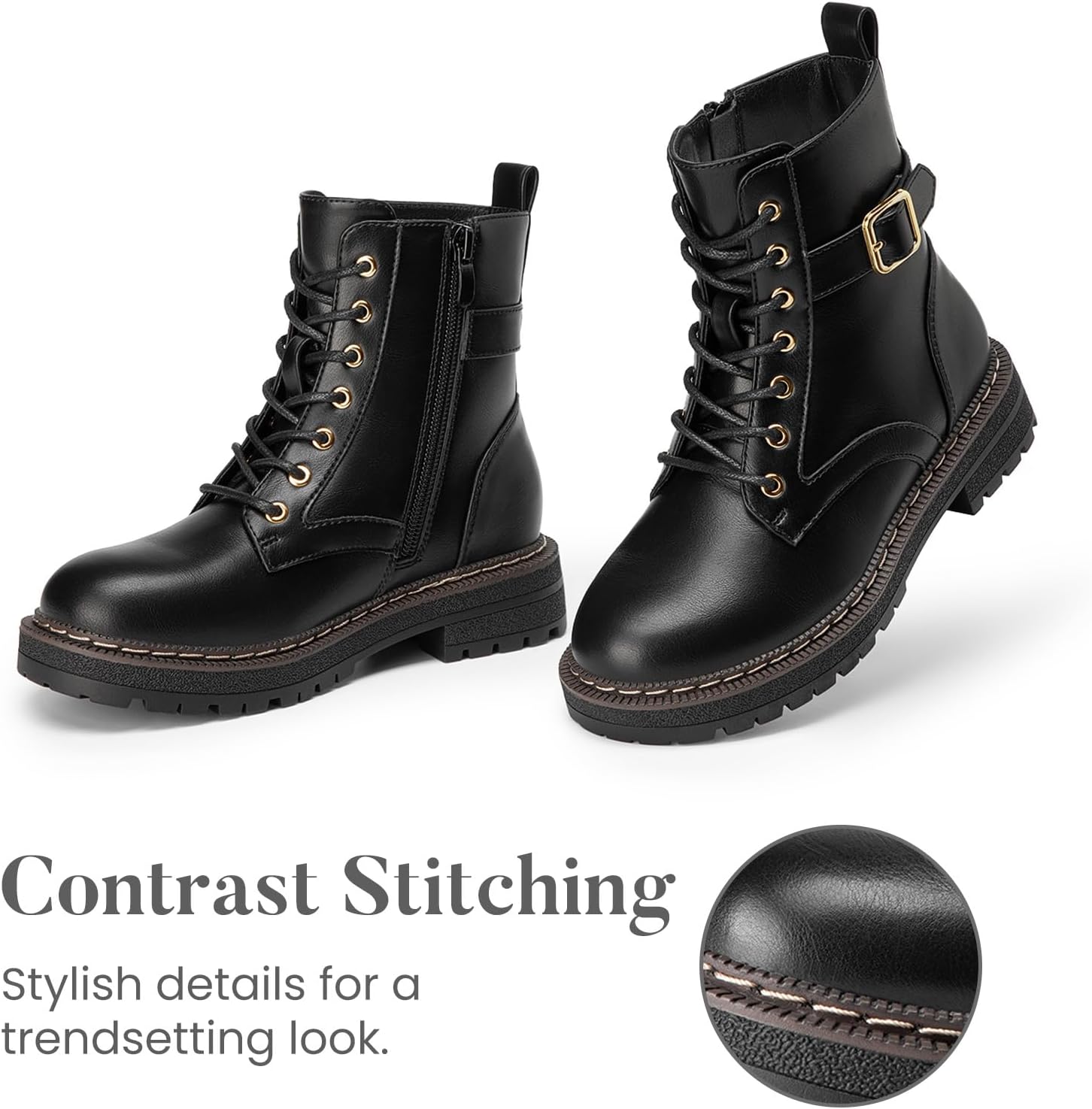 Rihero Girls Ankle Boots for Boys Combat Boots Side Zipper Lace Up Waterproof Fashion for Toddler Little Kid Big Kid