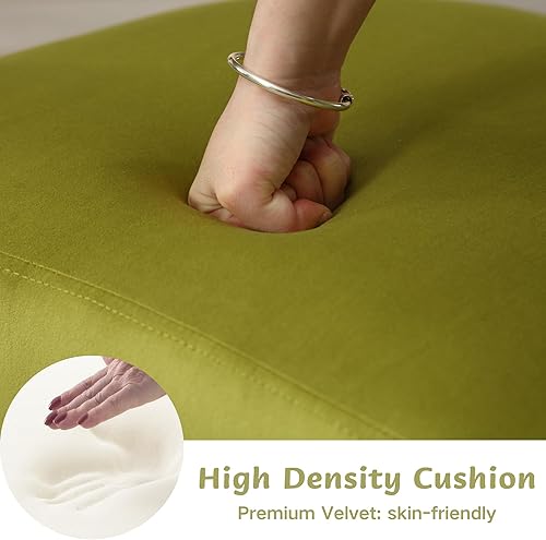 Miniatura 6 de Modern Barrel - Juego de 2 sillas de comedor tapizadas de terciopelo verde, sillas de comedor con respaldo abierto, sillas auxiliares con patas de