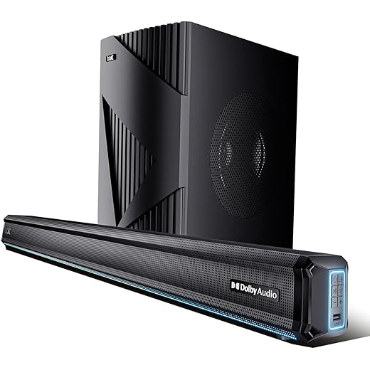 boAt Aavante Bar A3070 Dolby, 300W Dolby Audio, 2.1CH Wired Subwoofer, BT v5.4, Dynamic LEDs,Multi Connectivity, EQ Modes, Bluetooth Sound Bar, Home Theatre Soundbar Speaker (Premium Black)