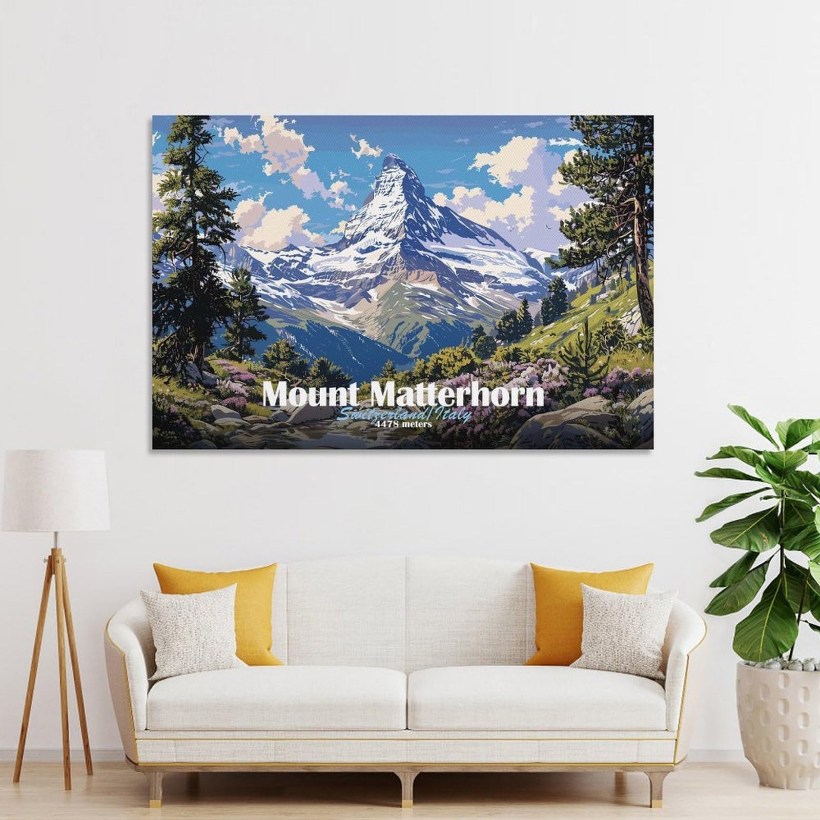 Junmoney Mount Matterhorn Landscape Room Decor Wall Art, 20x30inch(50x75cm), for Entrance Walls, Hall Decor Or Foyers, A Neat Decor Update for Hallways