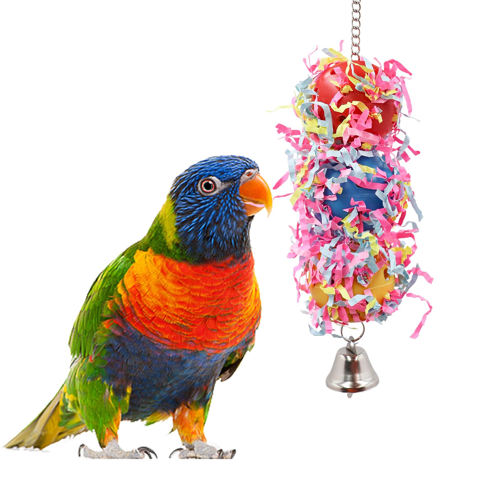 Neeenn Bird Chewing Toys, Hanging Parrot Shredder Toy with Bell, Birdcage Accessories, Suitable for Small Birds Parrots Parakeets Cockatiel Conures Love Birds