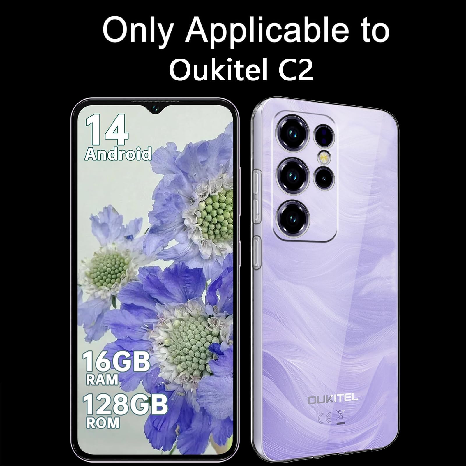 LYZXMY Cover per Oukitel C1(6.52) Trasparente Custodia + 2 Pezzi Pellicola Protettiva in Vetro Temperato, Ultra Sottile in Silicone Protettivo Bumper TPU Morbido Gel Case-WM85