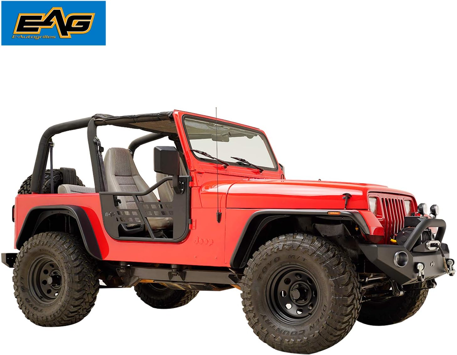 EAG Safari Tubular Door with Side View Mirror Fit for 76-95 Wrangler CJ7 / YJ