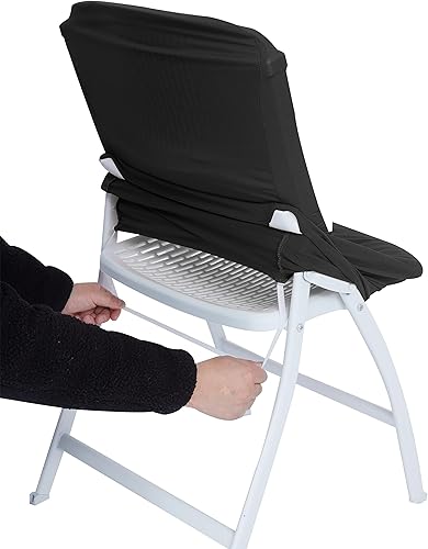 Miniatura 4 de iEventStar Fundas plegables de elastano para sillas plegables de elastano, protectores de silla elásticos para eventos de fiesta de boda (1, negro)