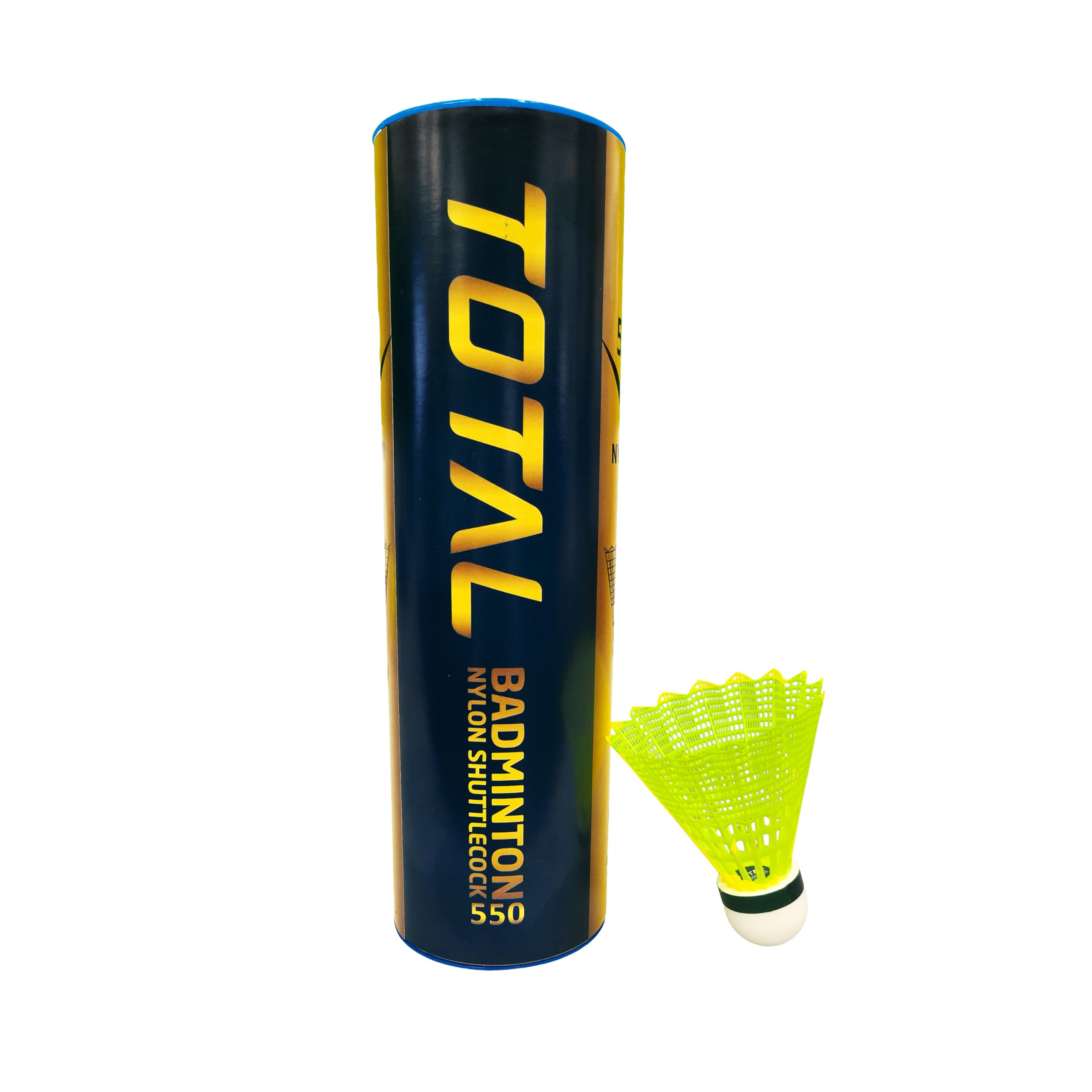 Total Badminton Nylon Shuttlecock 550 – Stable Flight & Fast Recovery Nylon Shuttle for Training & Match Play (Yellow, Pack of 6)-image-8