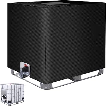IBC Tank Cover, 420D Oxford 1000L Water Tank Cover with Velcro Window, 120x100x116cm Waterproof Dust-Proof Sunshade Anti-UV IBC Container Covers