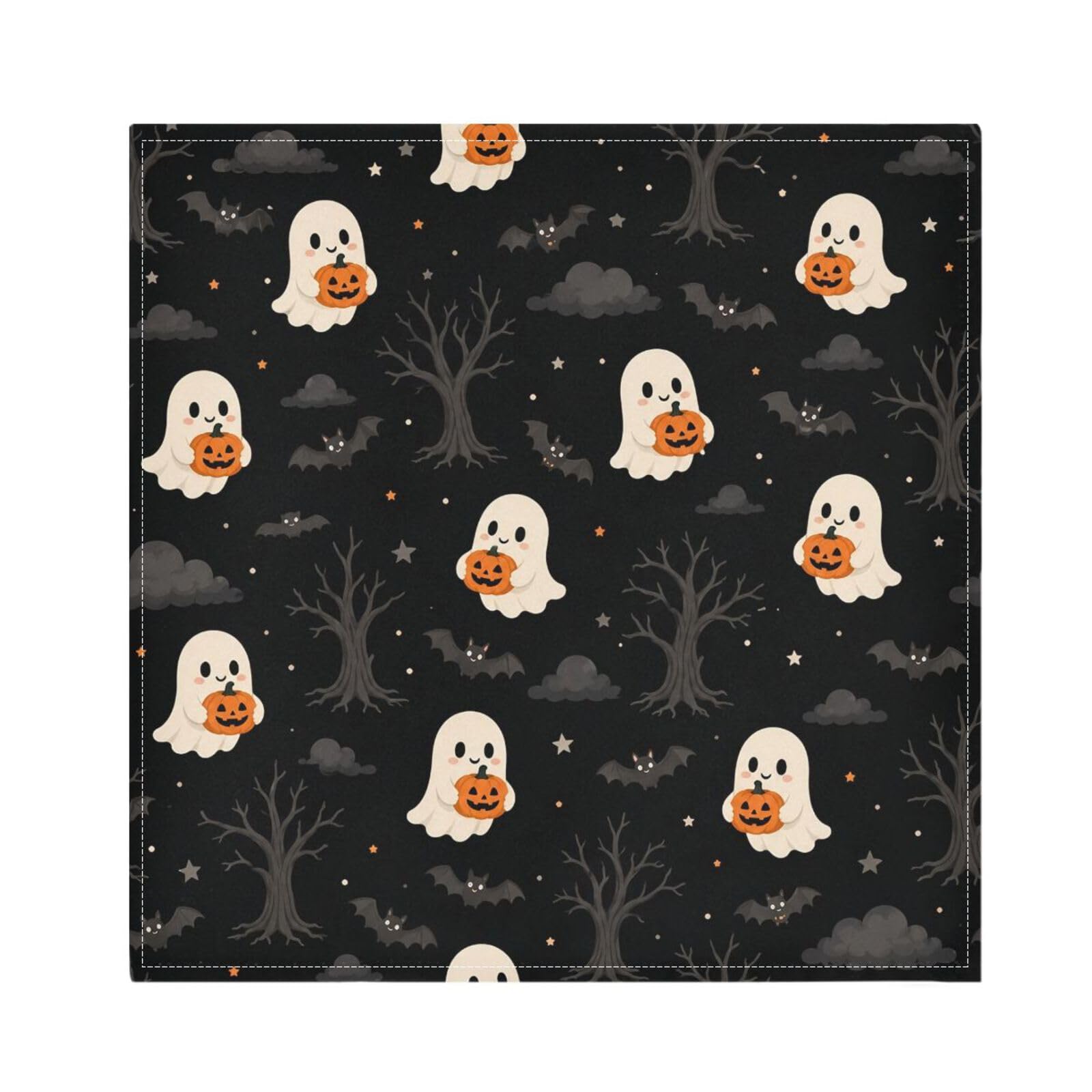 Ttgoth Halloween Boo Cloth Napkin Set of 4 Washable & Reusable Dinner Napkins for Dining Table, Banquets, Wedding, Party, 50x50 cm