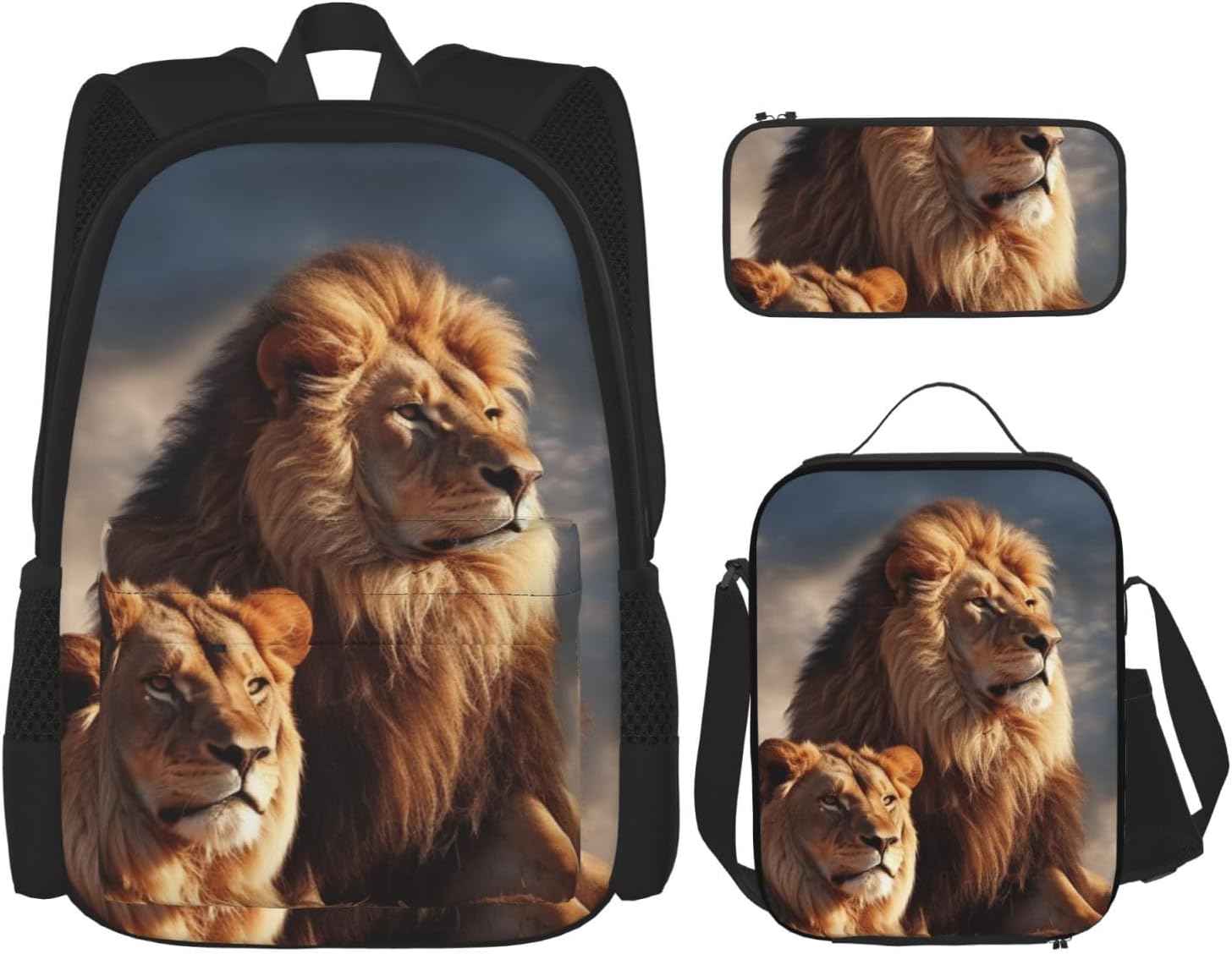 3 in1 Travel Laptop Backpack with Lunch Bag and Pencil Case Casual Daypack