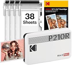 KODAK Mini 2 Retro 2x3 Mobile Photo Printer, 38 Sheets, B…
