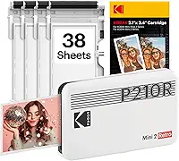 Impressora fotográfico portátil KODAK Mini 2 Retro 4PASS, 5,3 x 8,6 cm, pacote de 68 folhas, branca