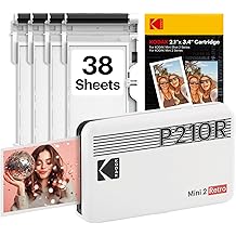 KODAK Mini 2 Retro 2x3 Portable Photo Printer, 38 Sheets, Bluetooth Smartphone Printer for iPhone &amp; Android, Instant Color Prints, 4PASS Dye Sublimation, White