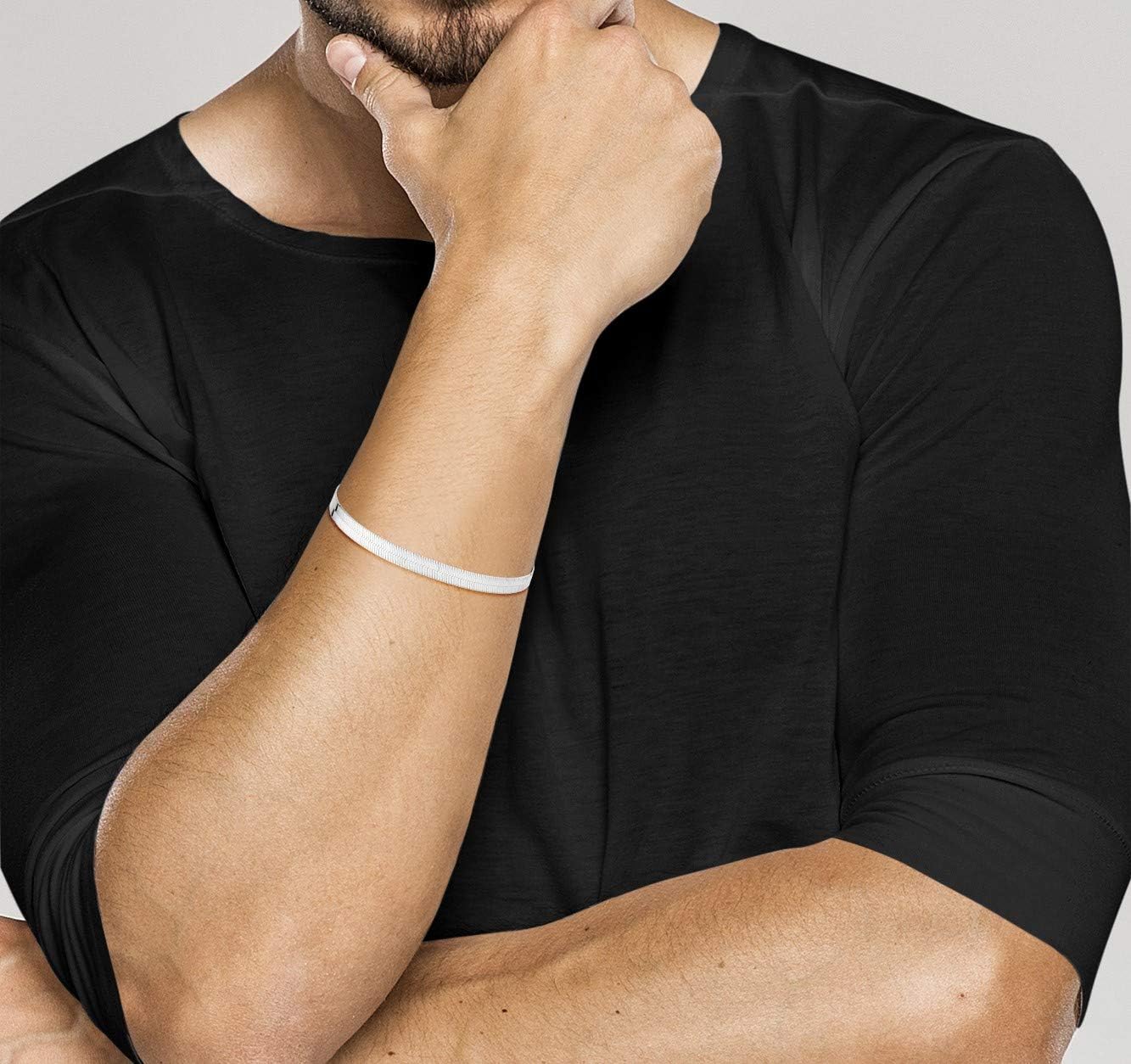 Miabella Italian Solid 925 Sterling Silver, 18K Gold Plated 4.5mm Flexible Flat Herringbone Link Chain Bracelet for Women, Made in Italy - Image 5