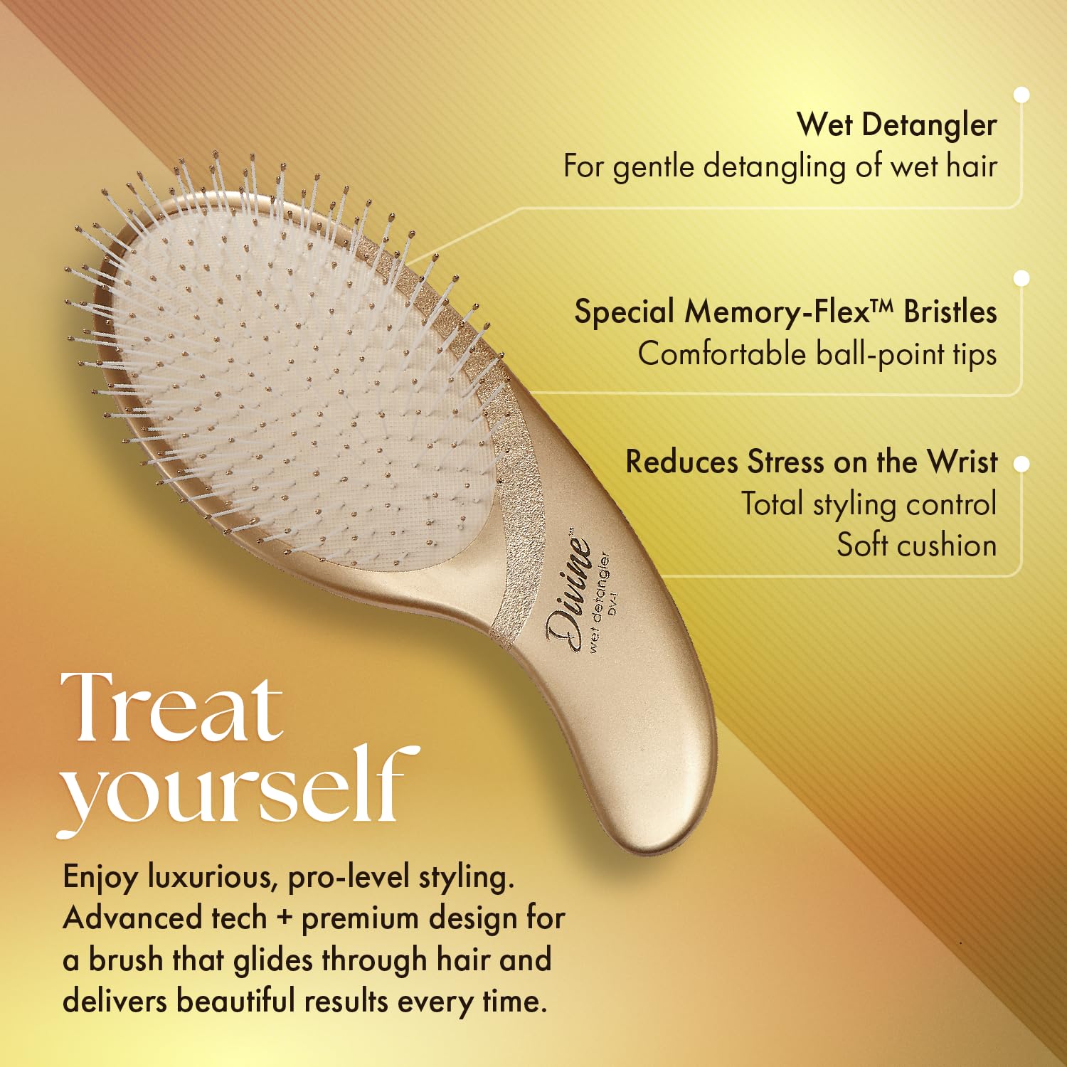 Olivia Garden Divine Revolutionary Hair Brush - Ergonomic Design, Gentle on Hair & Scalp