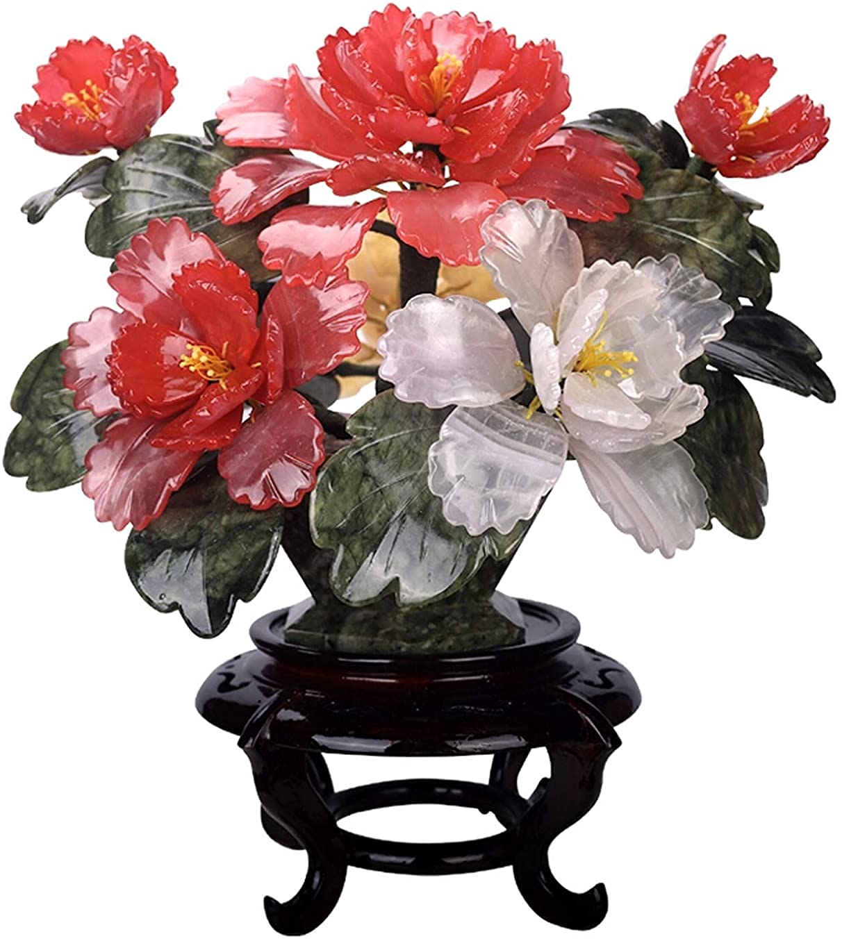 CAFIEDR Simulation Tree Artificial Bonsai Tree Fake Plant Decoration Jade Peony Bonsai New Chinese Zen Bonsai Home Office Decoration.