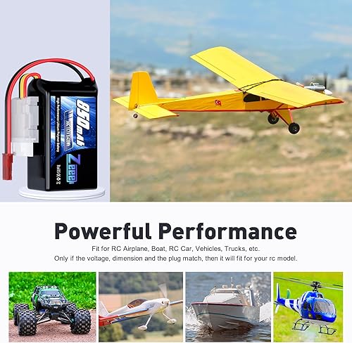 Miniatura 5 de Zeee 3S Lipo Batería 850mAh 11.1V 50C con enchufe JST para FPV Quadcopter Racing Drone Helicóptero Avión RC Barco RC Car RC Modelos (2 unidades)