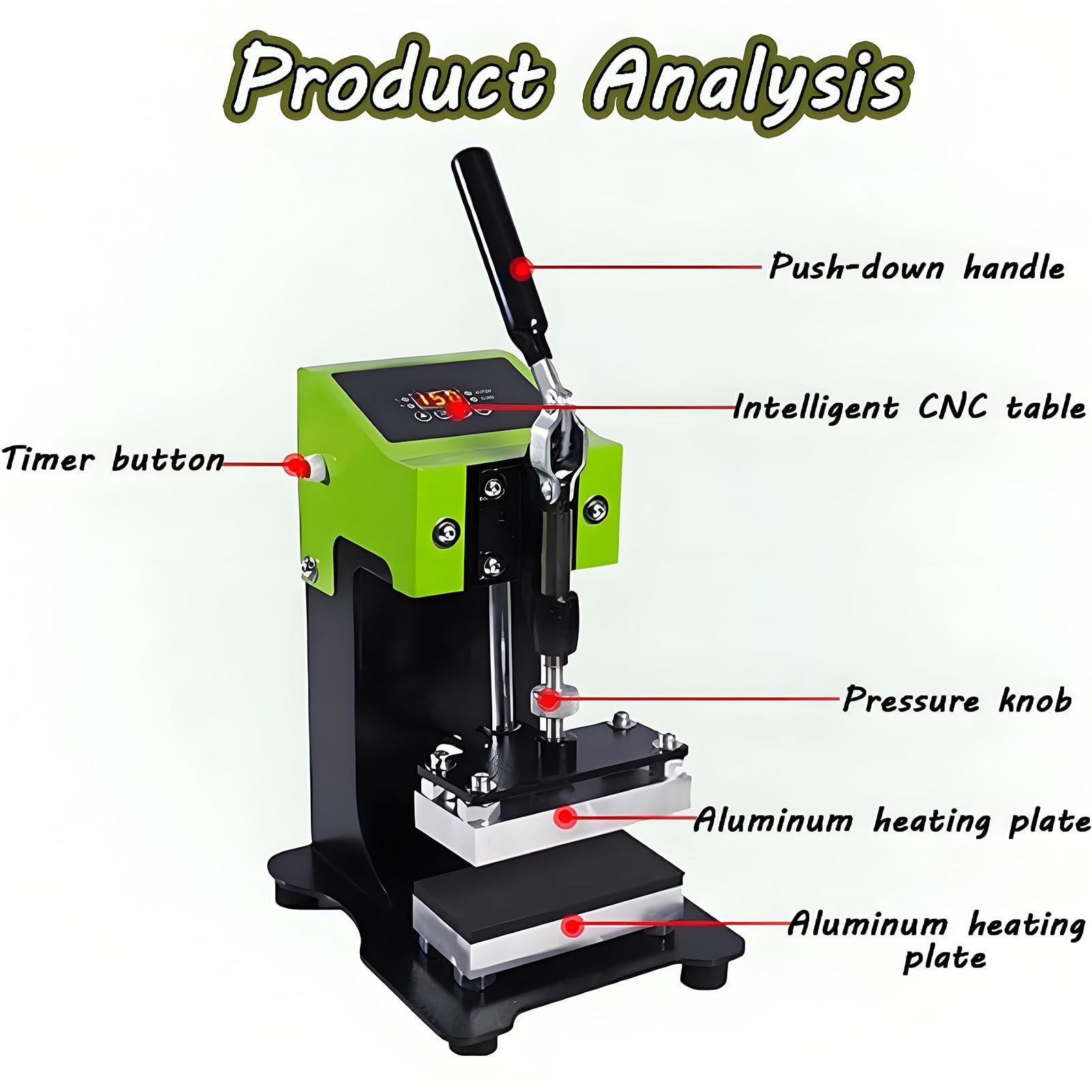 600W Rosin Heat Press Machine, Prensa Calor Manual Prensa Calor Portátil,Calefactora Controlador Inteligente, LED Digital