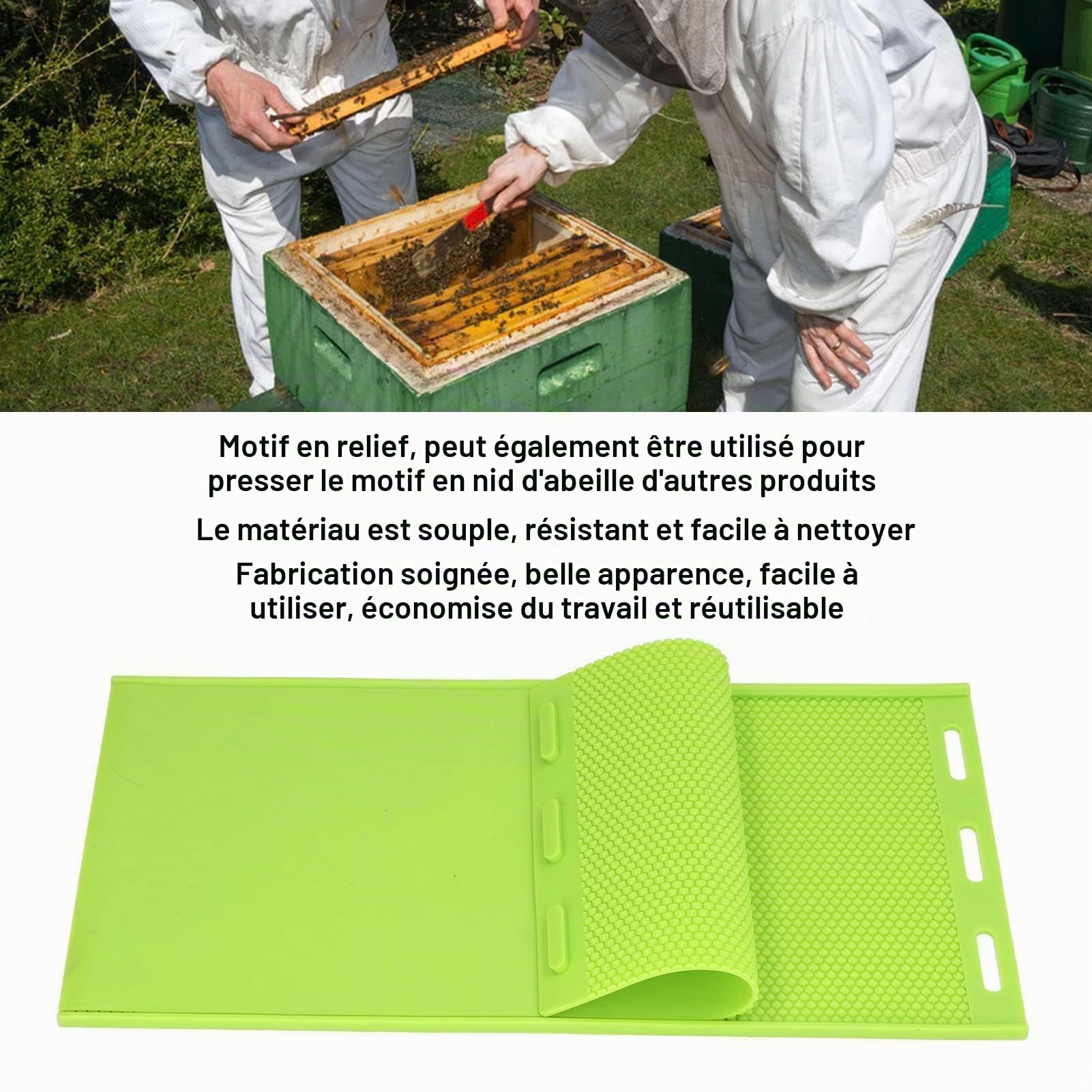 Moule à Cire d'Abeille, 2 Pièces pour Apiculture, Plaques de Gaufrage pour Fabrication de Rayons de Miel