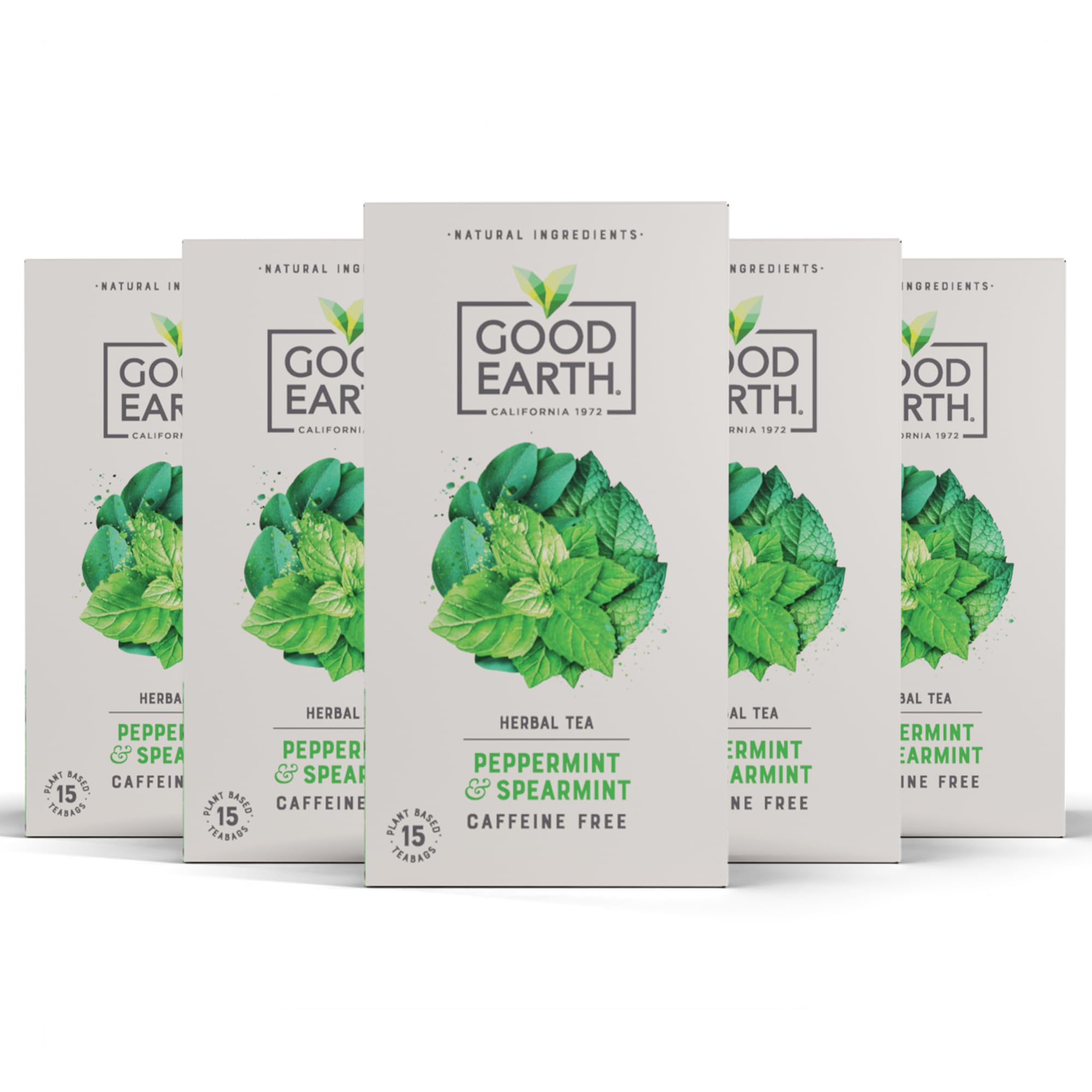 Good Earth Tea Co. Peppermint & Spearmint Tea Bags – Refreshing Mint Blend with Peppermint, Spearmint and Eucalyptus – 5 x 15 Plant-Based Teabags