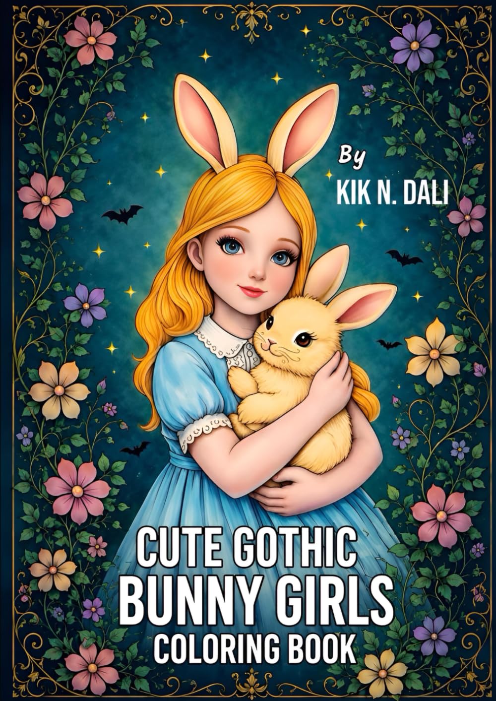 Cute Gothic Bunny Girls Coloring Book: A Cozy and Whimsical Coloring Book with Adorable Rabbits, Gentle Gothic Girls, and Relaxing Storybook Scenes