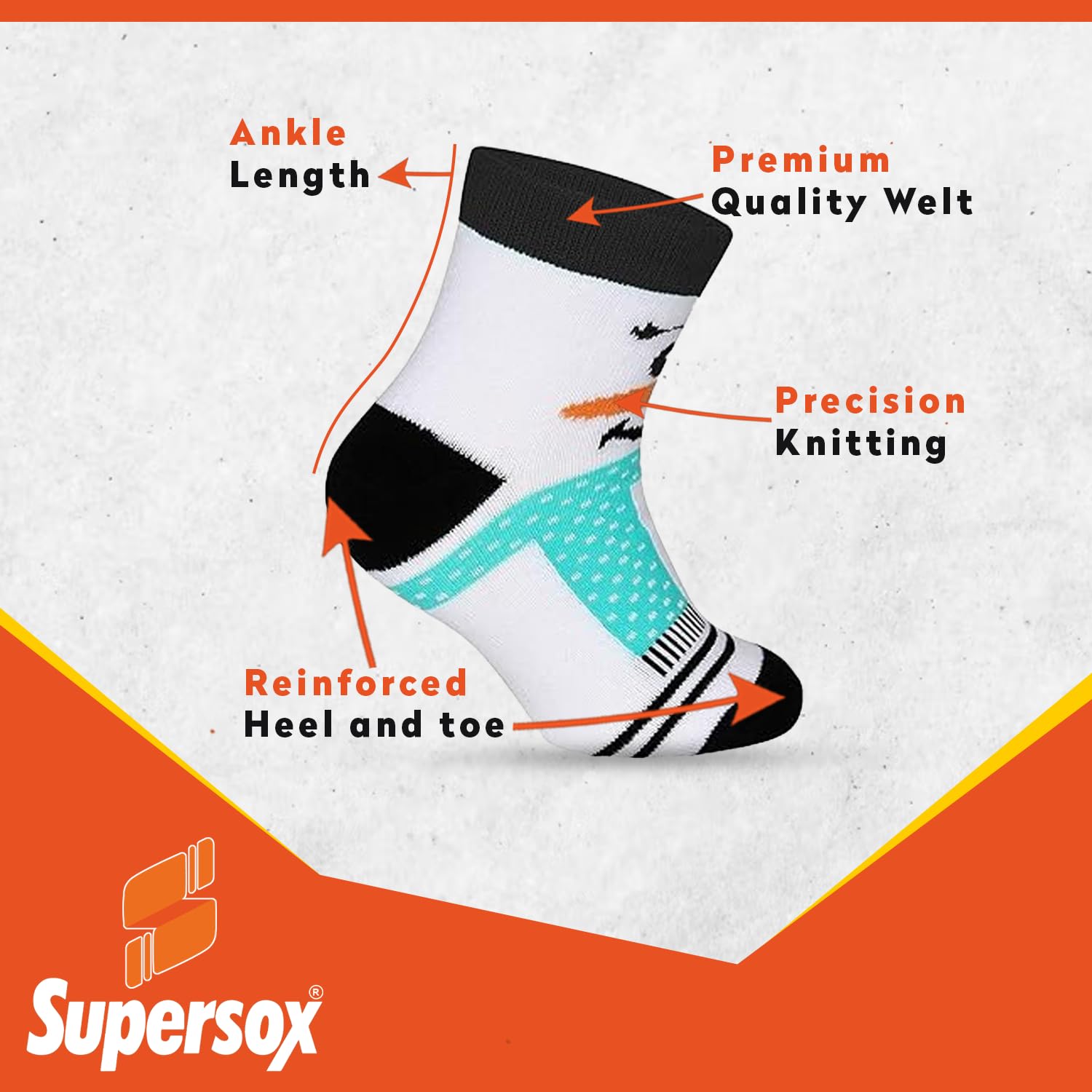 Supersox Ankle Length Christmas Socks for Kid's, Made with Breathable, Anti Odour & Moisture Absorbent Combed Cotton with a Extra Durable Welt, Ideal For All Day Wear (Pack Of 5) - Image 4 thumbnail