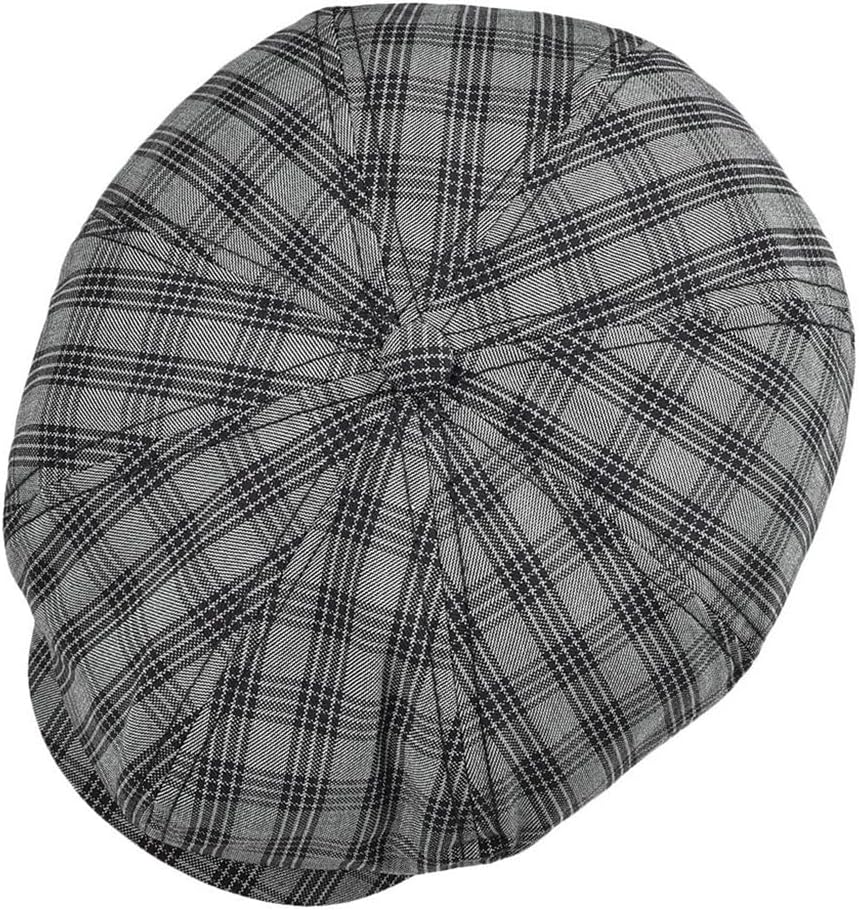 Newsboy Cap Men Women Breathable Flat Caps Plaid Fabric Cabbies Hat Beret