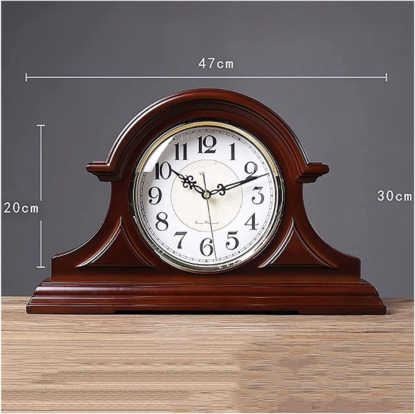 Mantel Clocks Silent Decorative Battery Operated Fireplace for Living Room Fireplace Office Kitchen Desk Shelf Home Décor Gift (Color : Black)